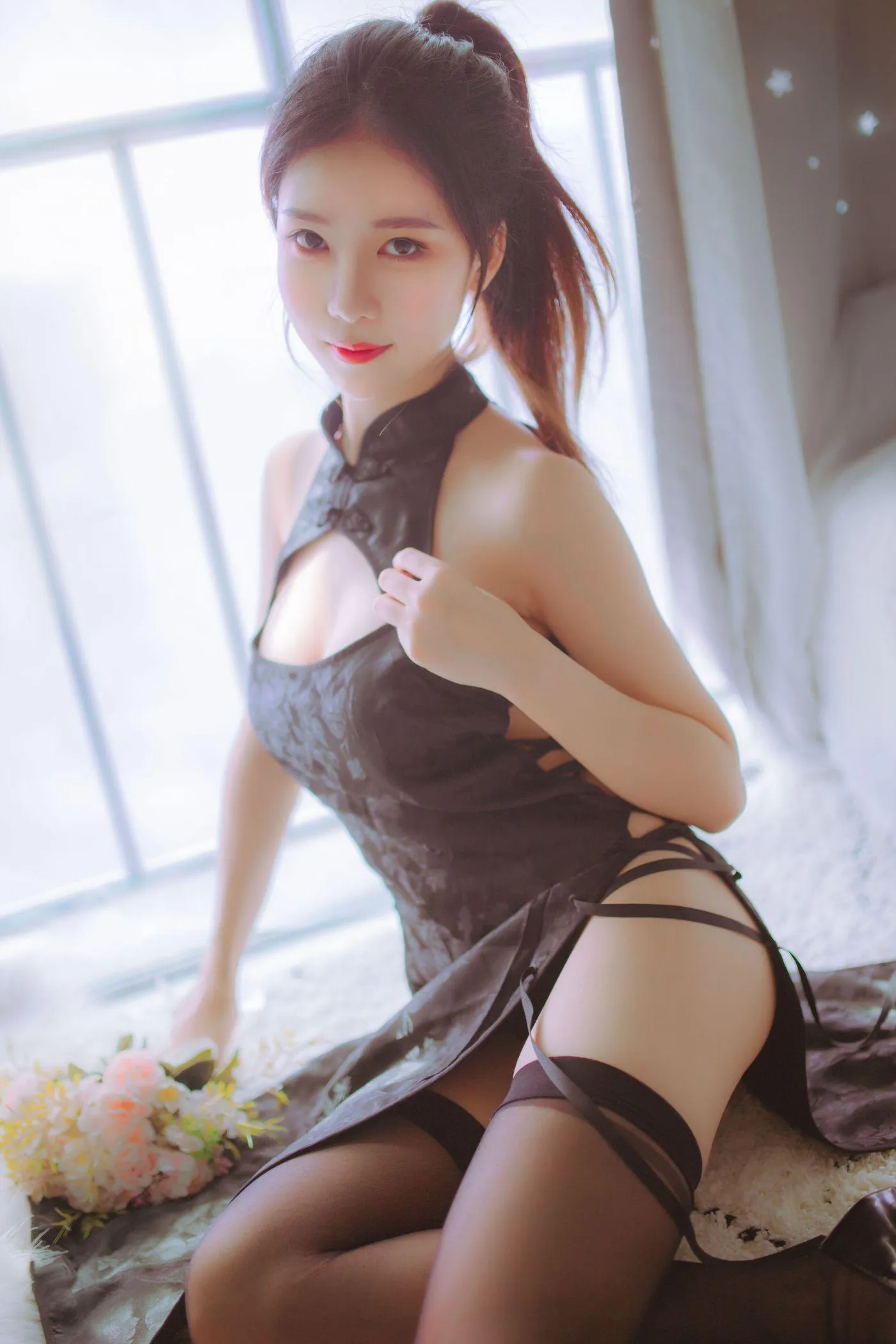 不呆猫 – NO.08 ×抖娘 黑白旗袍双子 [41P]插图5