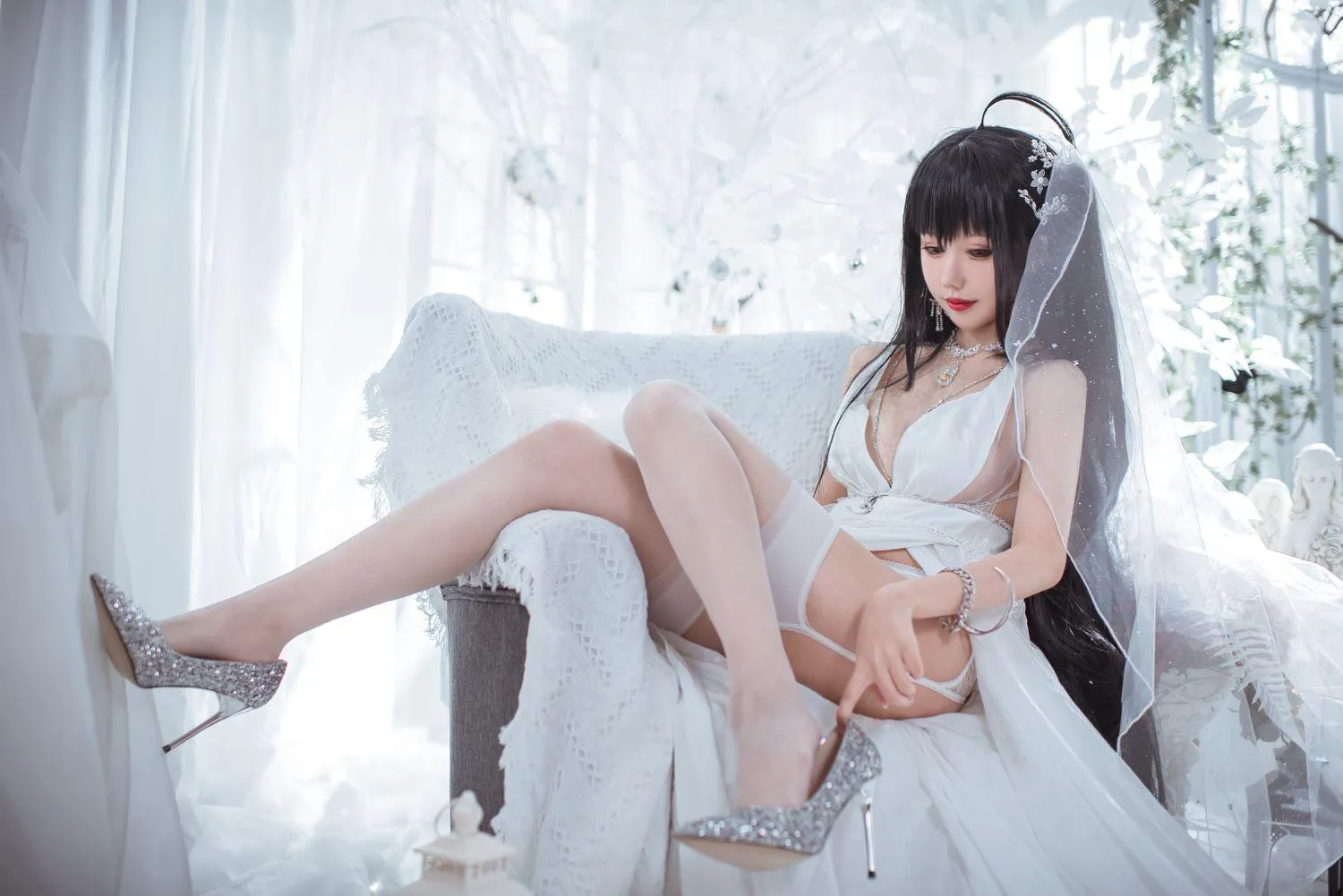 仙女月 – NO.08 大凤纯白婚纱 [30P]插图3