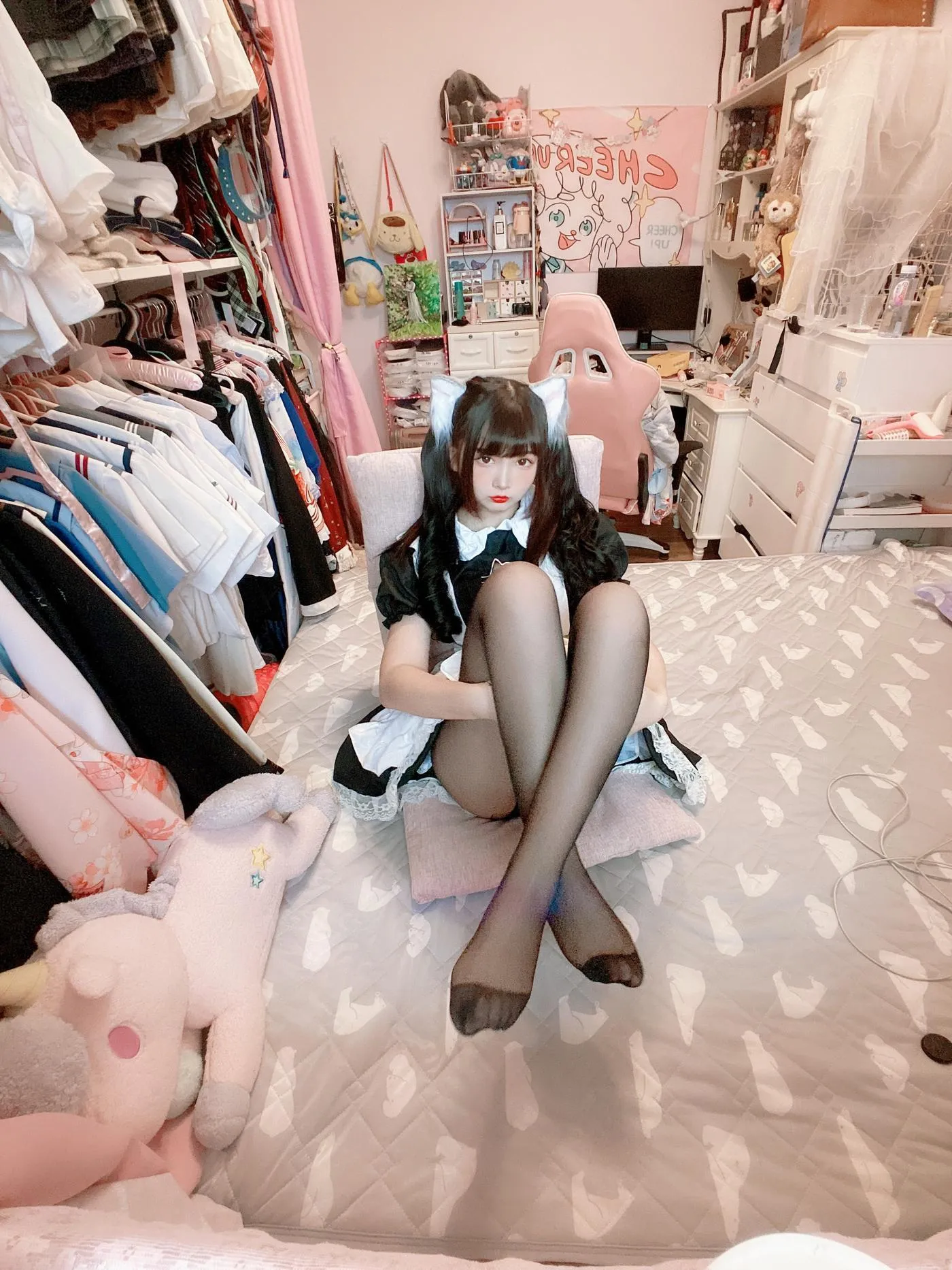 古川kagura – NO.62 黑丝开胸 猫耳女仆 [55P]插图4