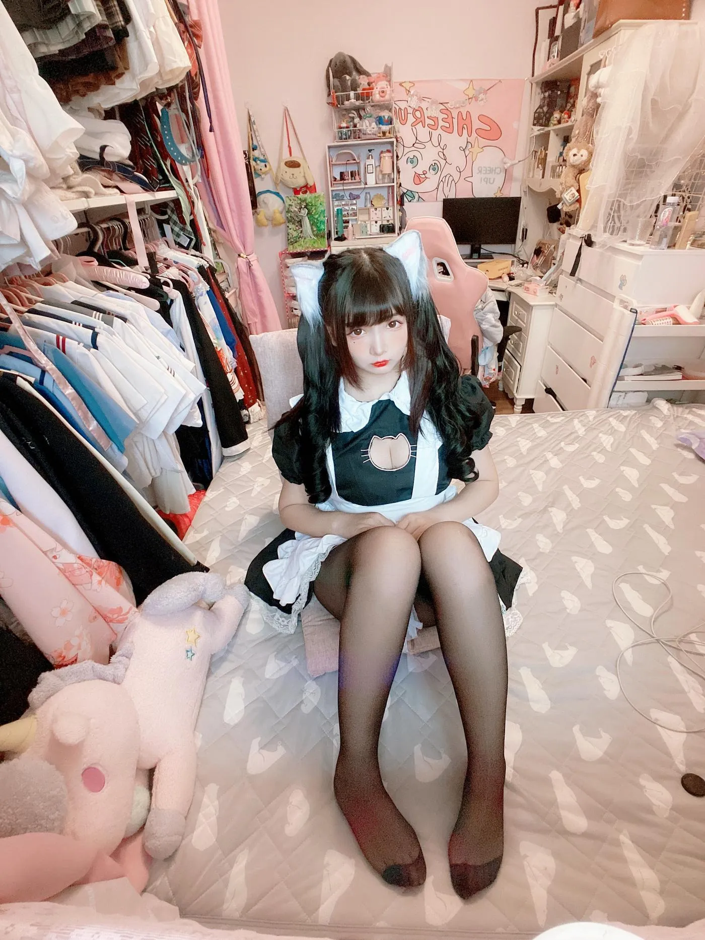 古川kagura – NO.62 黑丝开胸 猫耳女仆 [55P]插图5