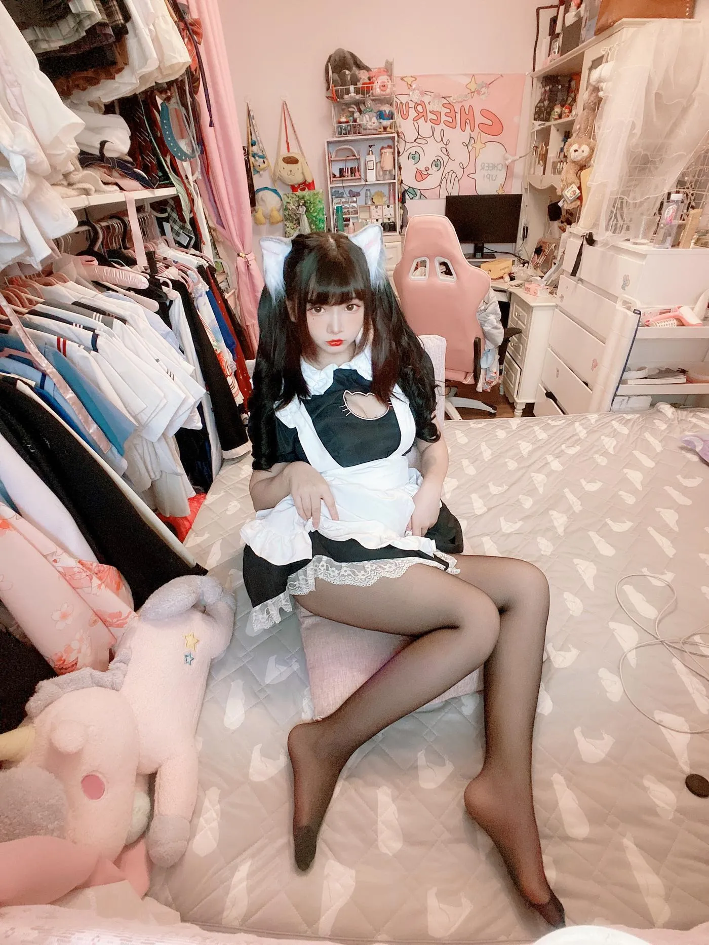 古川kagura – NO.62 黑丝开胸 猫耳女仆 [55P]插图7