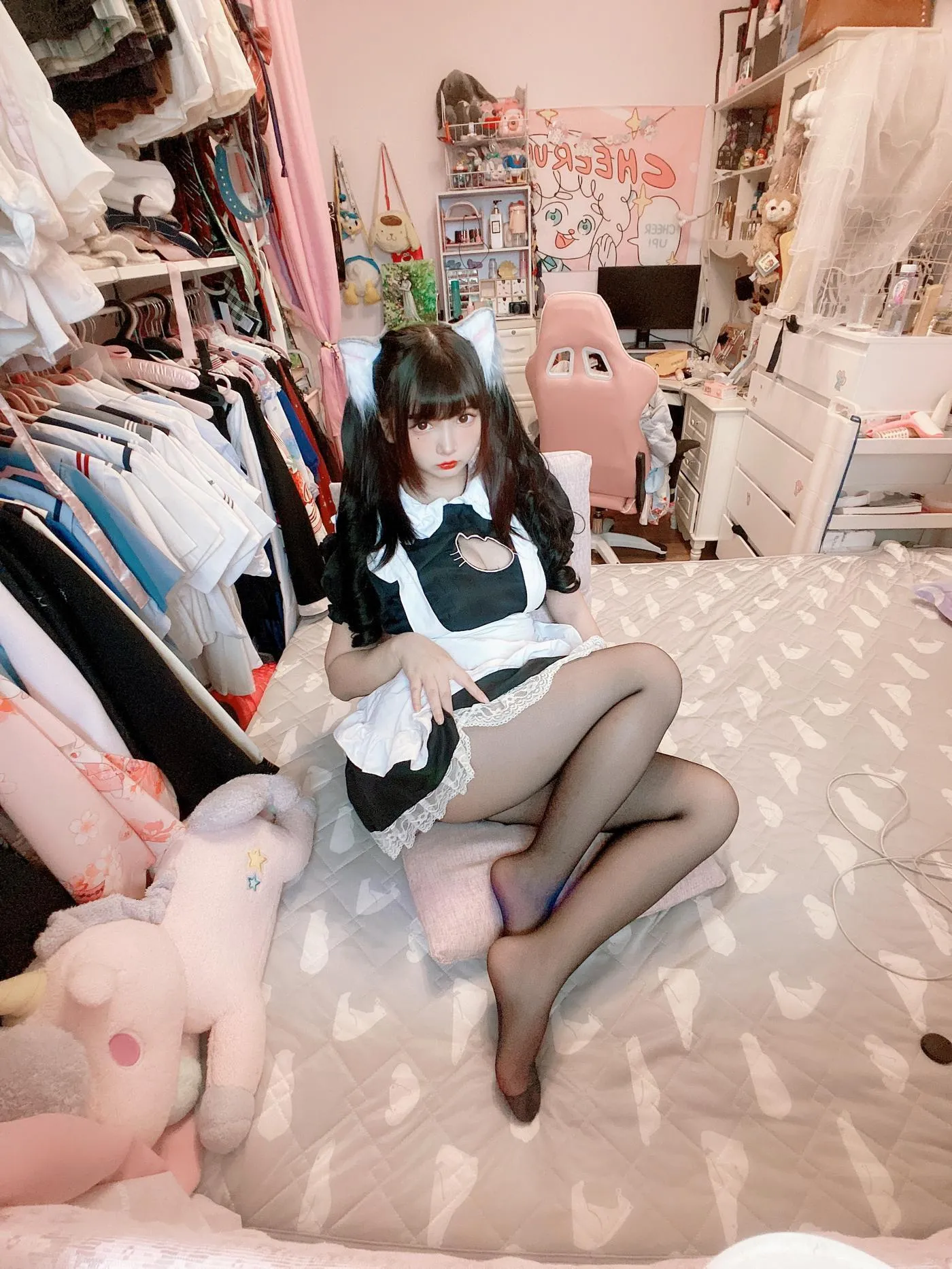 古川kagura – NO.62 黑丝开胸 猫耳女仆 [55P]插图8