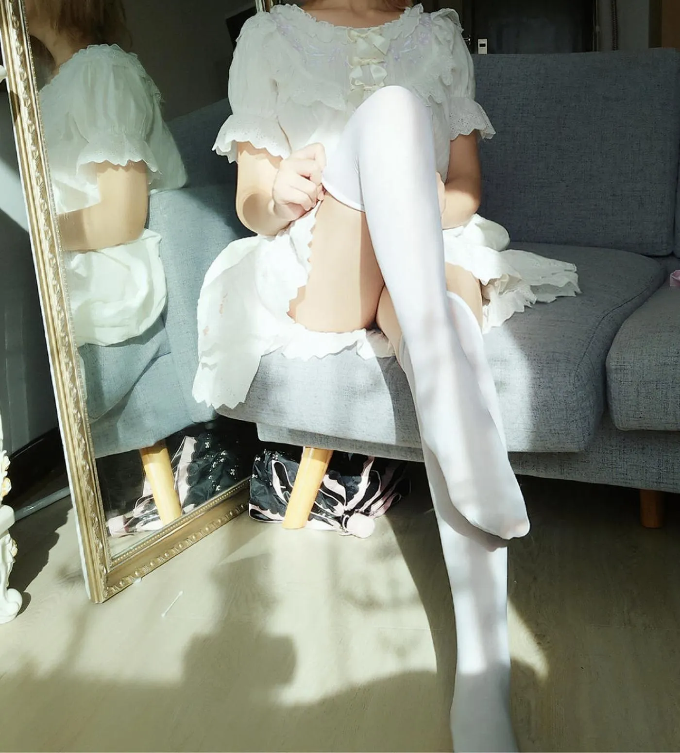 念雪ww – NO.03 白色长筒过膝袜 [13P]插图