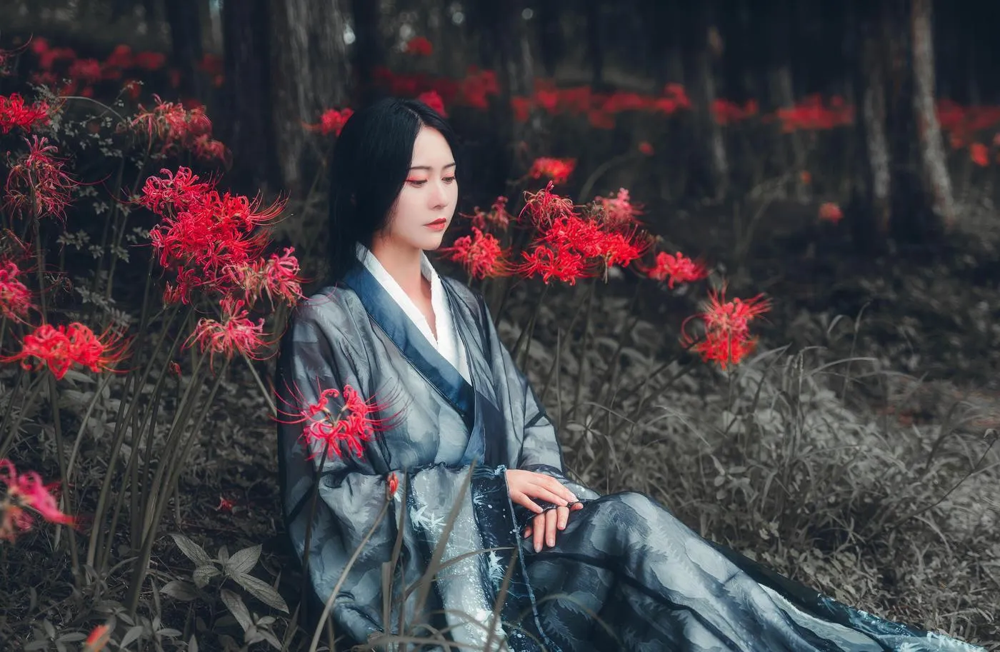拿相机的执义 – NO.36 汉服古风写真彼岸花 [10P]插图6