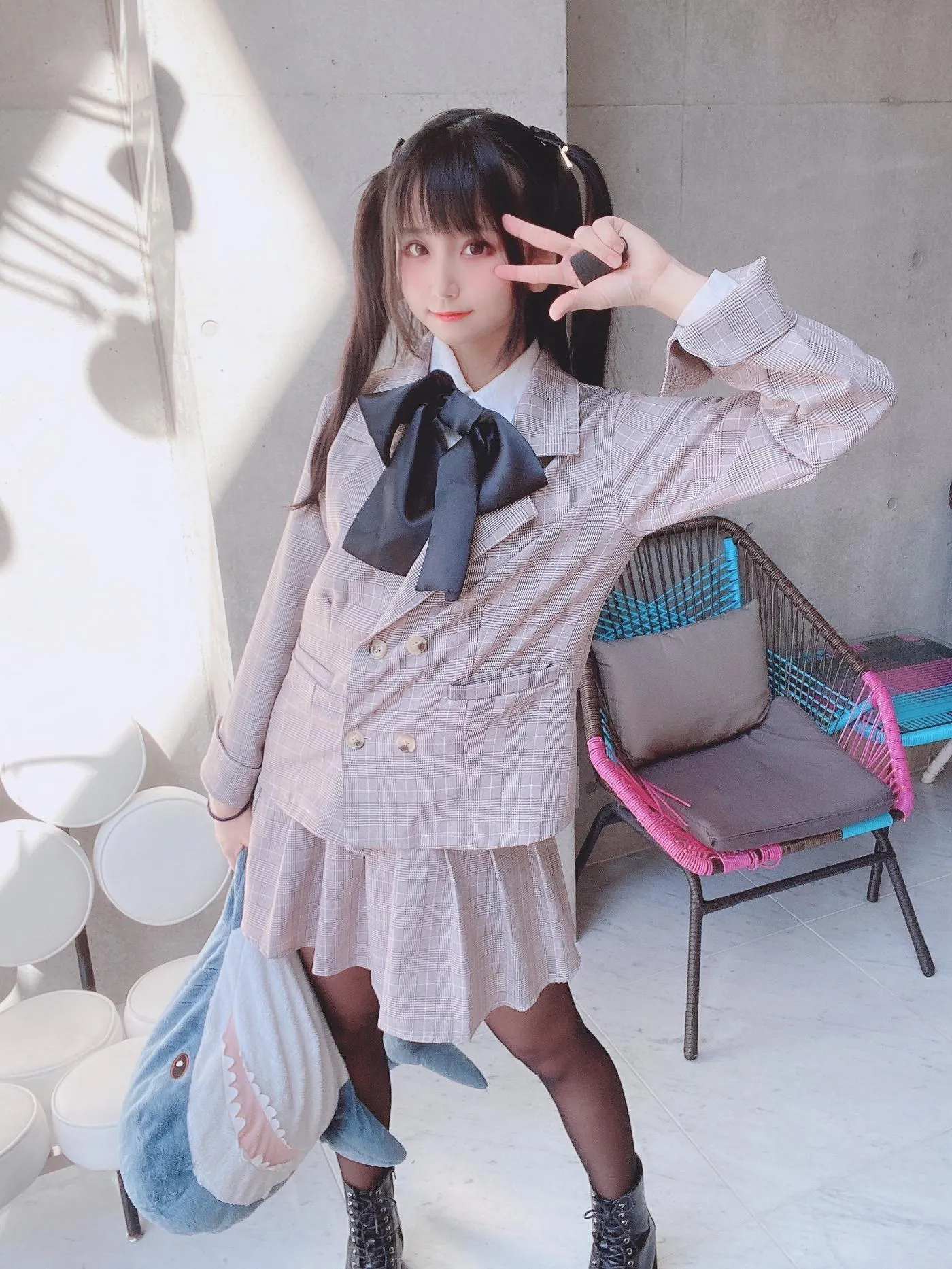 柳丸 – NO.08 [Fantia] 2022年05月写真合集(15期)-2022-05-12 ピンクのチェック制服柳丸 [39P]插图2