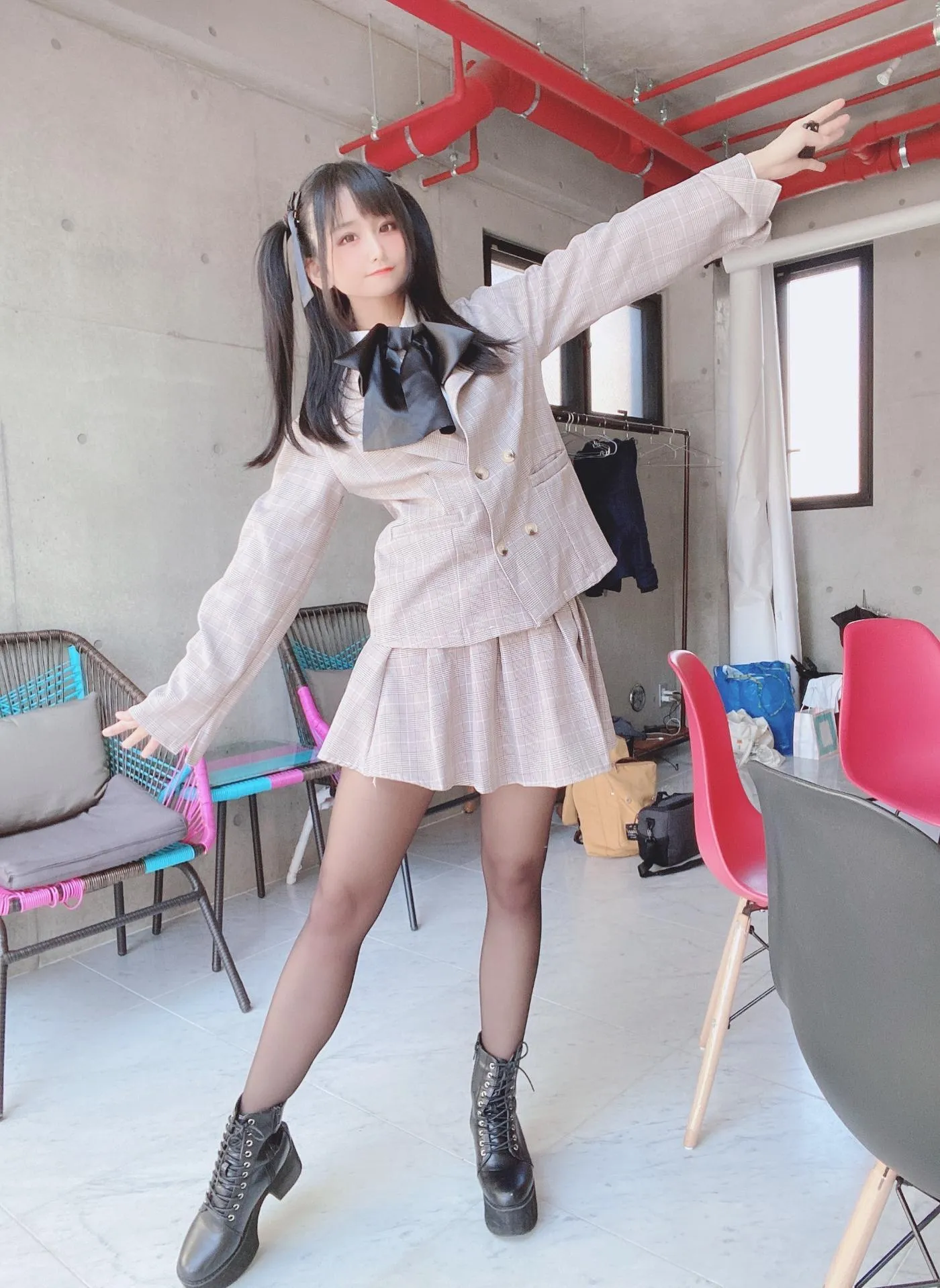 柳丸 – NO.08 [Fantia] 2022年05月写真合集(15期)-2022-05-12 ピンクのチェック制服柳丸 [39P]插图2