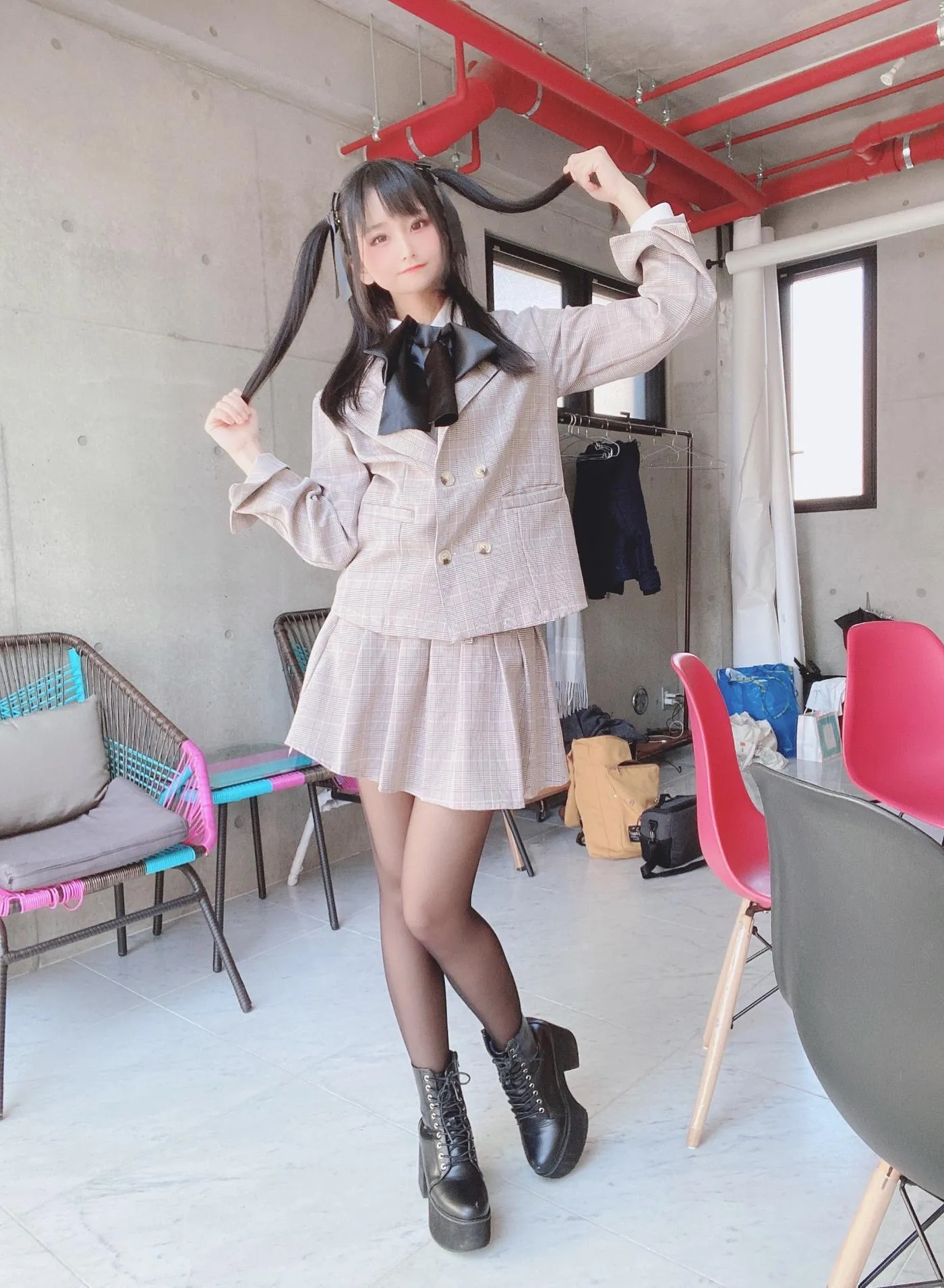 柳丸 – NO.08 [Fantia] 2022年05月写真合集(15期)-2022-05-12 ピンクのチェック制服柳丸 [39P]插图3