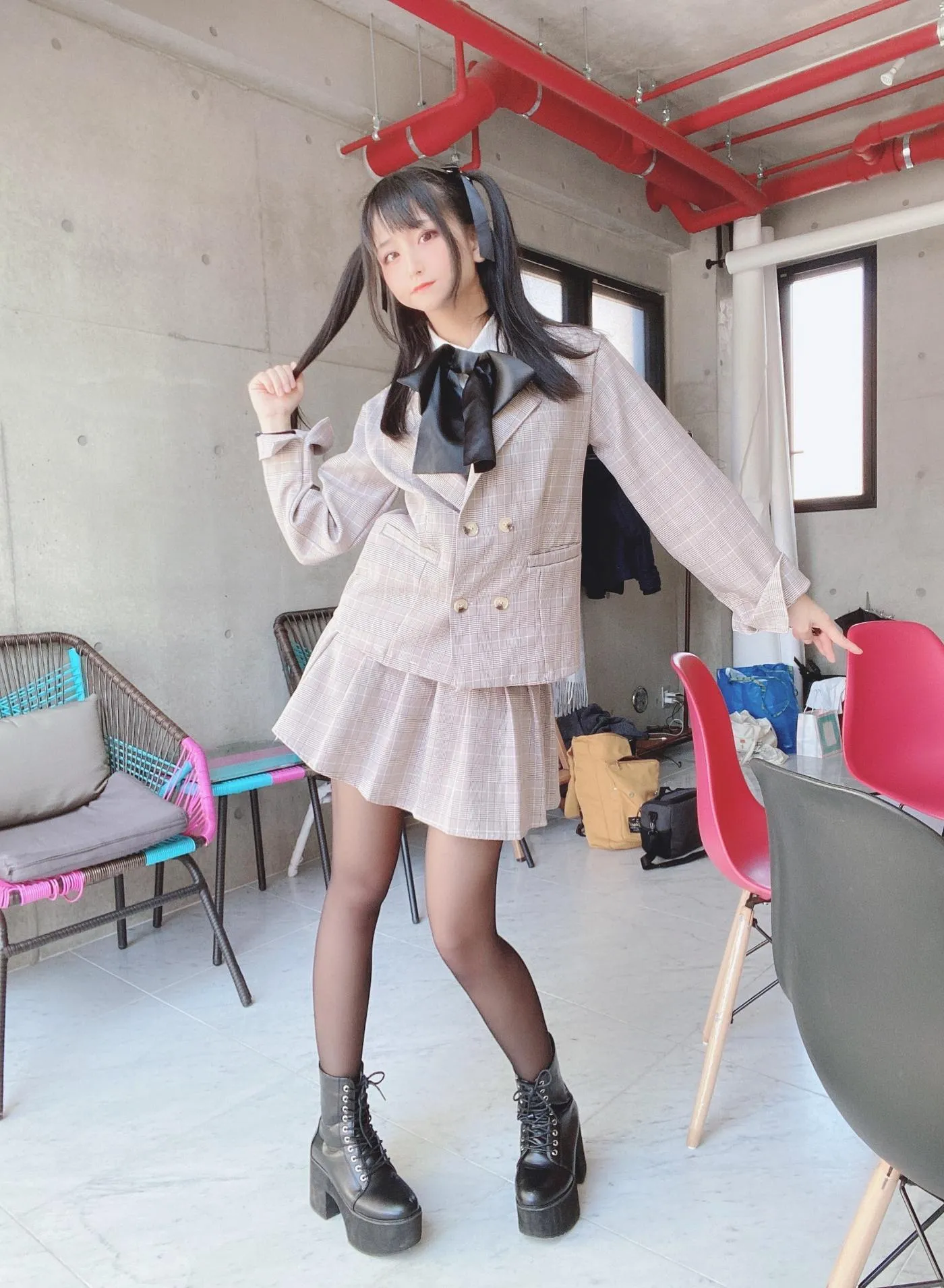 柳丸 – NO.08 [Fantia] 2022年05月写真合集(15期)-2022-05-12 ピンクのチェック制服柳丸 [39P]插图4