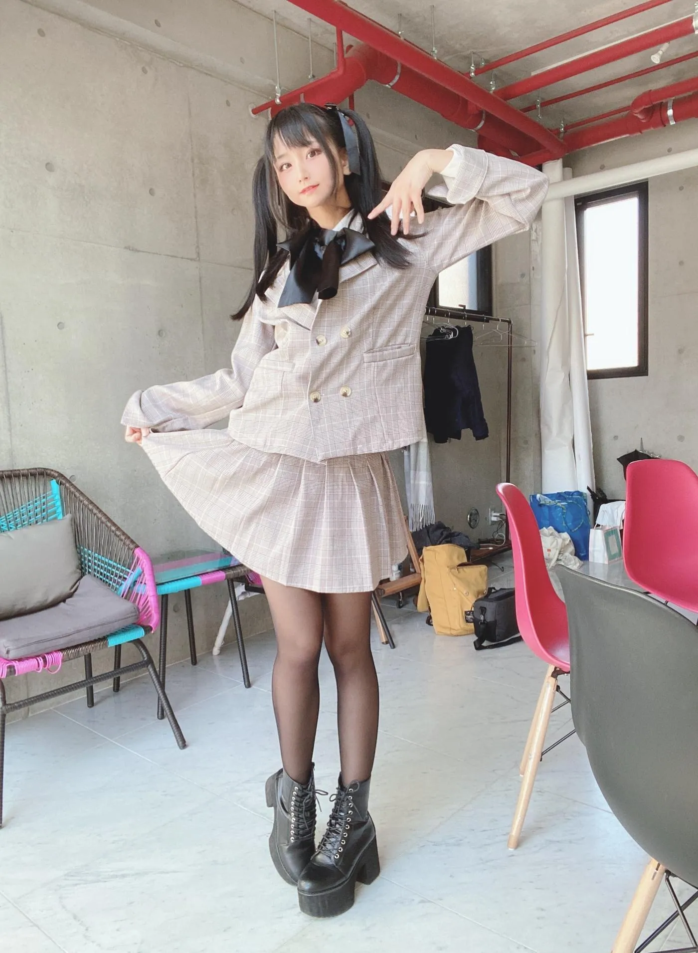 柳丸 – NO.08 [Fantia] 2022年05月写真合集(15期)-2022-05-12 ピンクのチェック制服柳丸 [39P]插图5