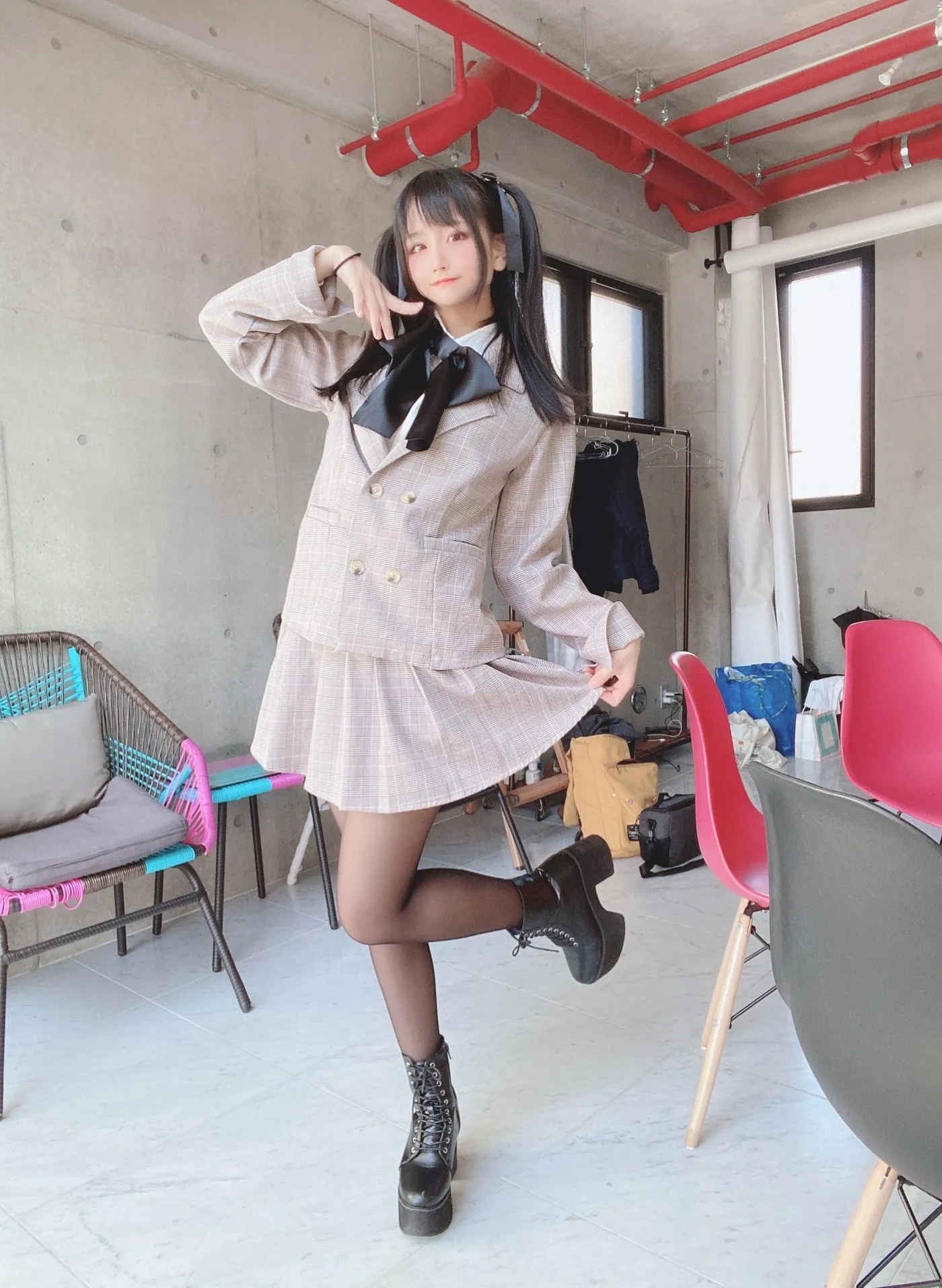 柳丸 – NO.08 [Fantia] 2022年05月写真合集(15期)-2022-05-12 ピンクのチェック制服柳丸 [39P]插图6