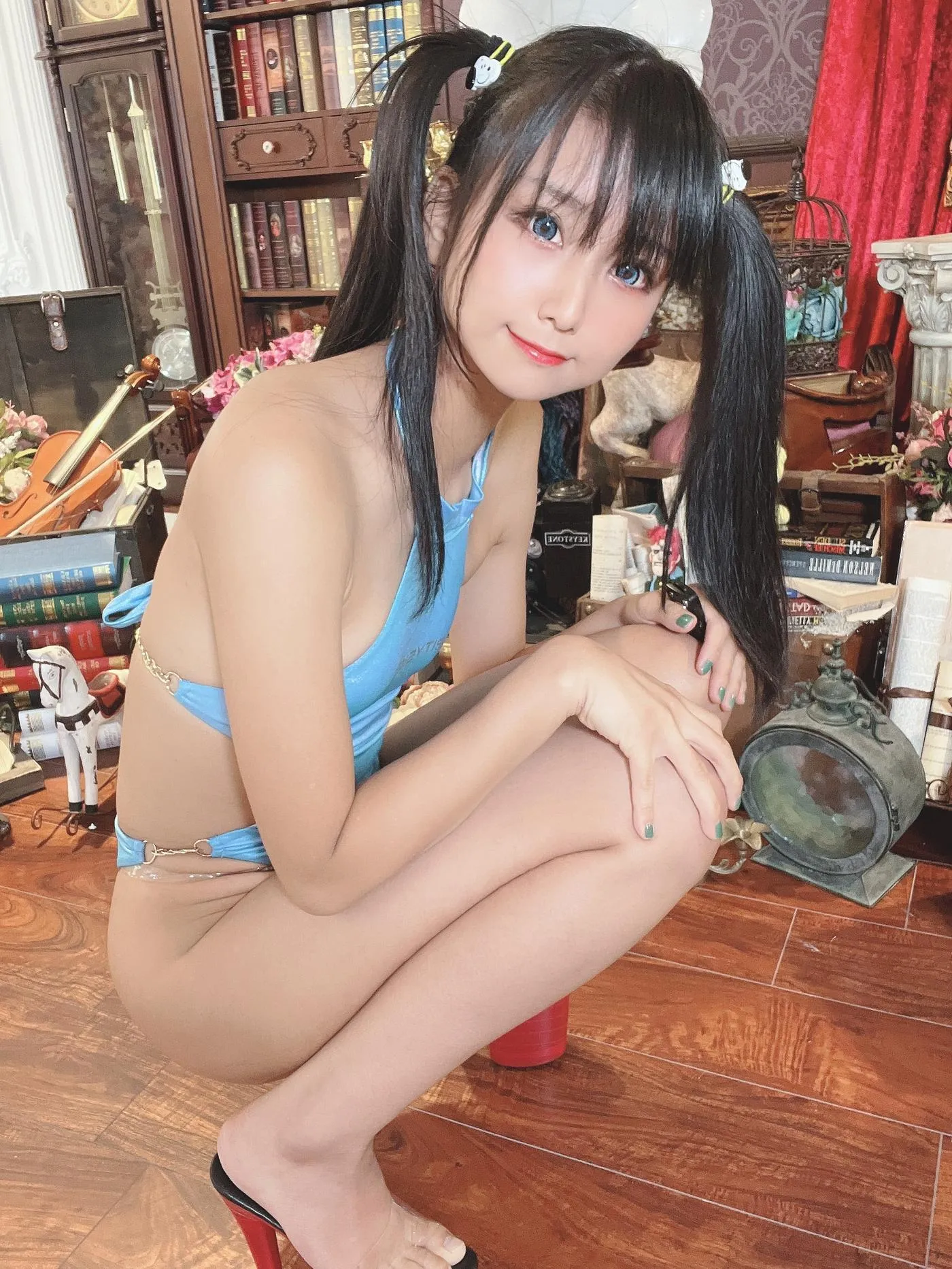 柳丸 – NO.12 [Fantia] 2022年09月写真合集(14期)-2022-09-22 キラキラ水色競泳水着（後編） [52P]插图6