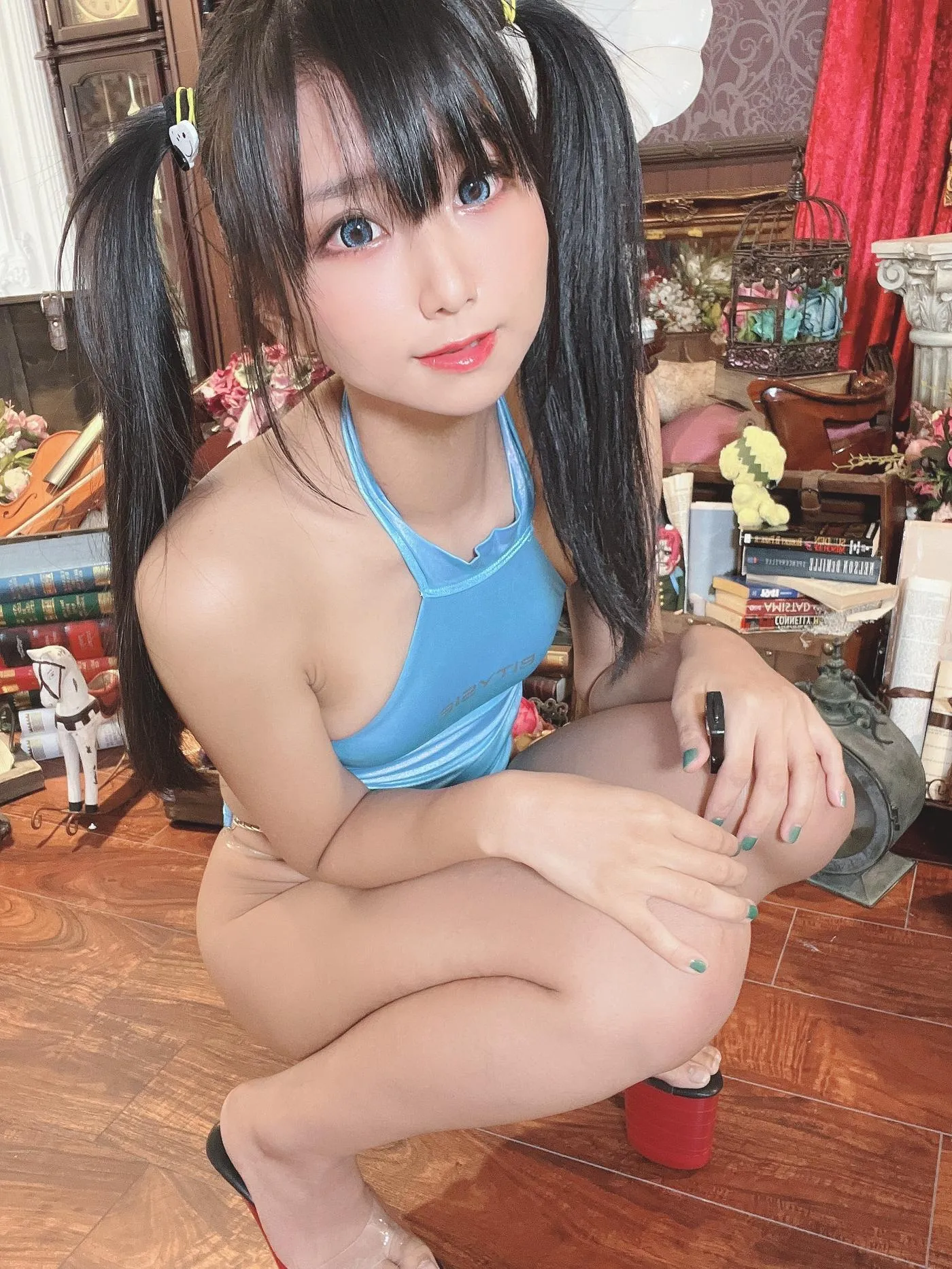 柳丸 – NO.12 [Fantia] 2022年09月写真合集(14期)-2022-09-22 キラキラ水色競泳水着（後編） [52P]插图7