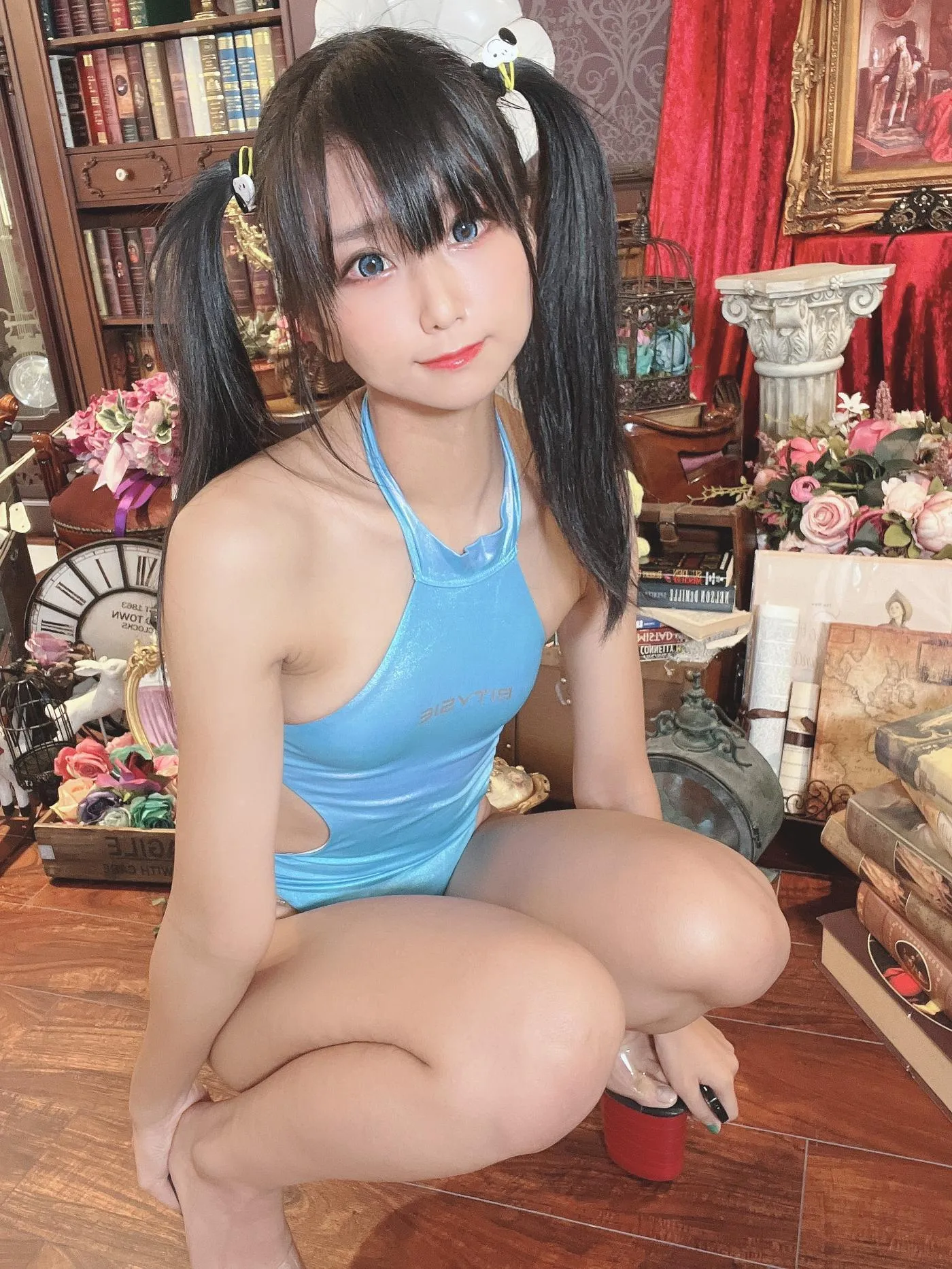 柳丸 – NO.12 [Fantia] 2022年09月写真合集(14期)-2022-09-22 キラキラ水色競泳水着（後編） [52P]插图8