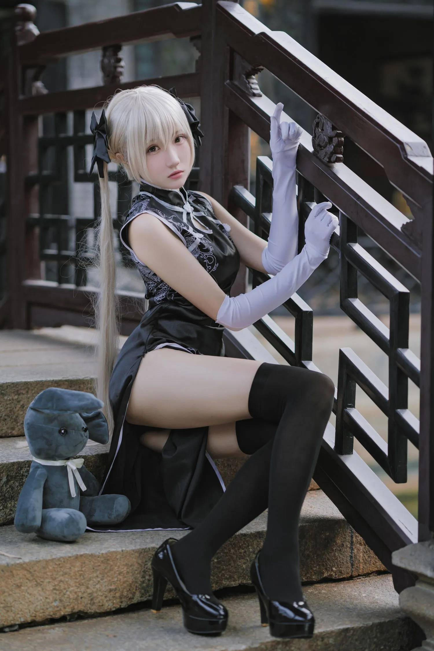 瓜希酱 NO.017 穹妹 黑旗袍 [14P]插图5