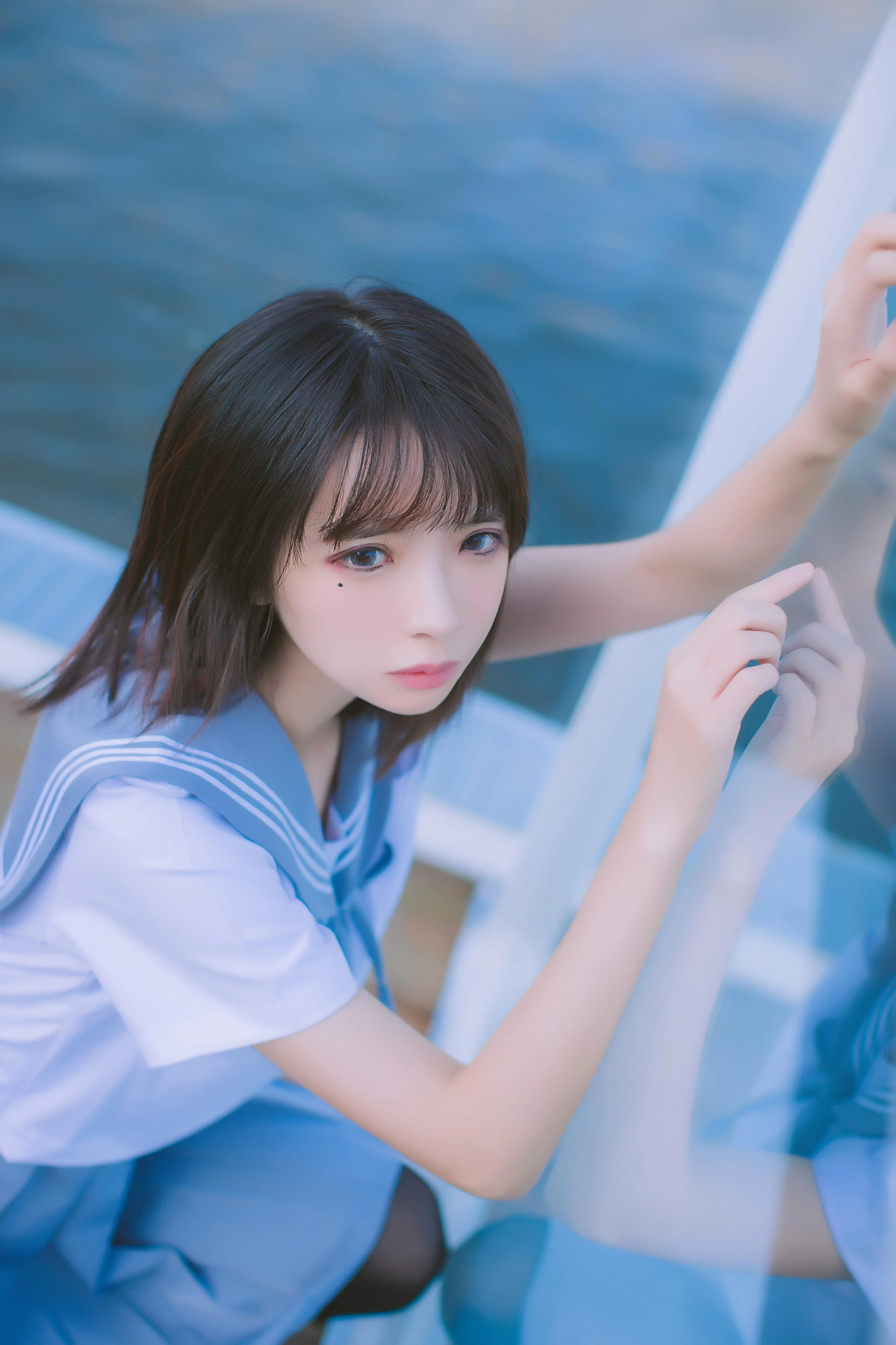 疯猫ss – NO.02 02制服写真（5套）-04.海边 [15P]插图4