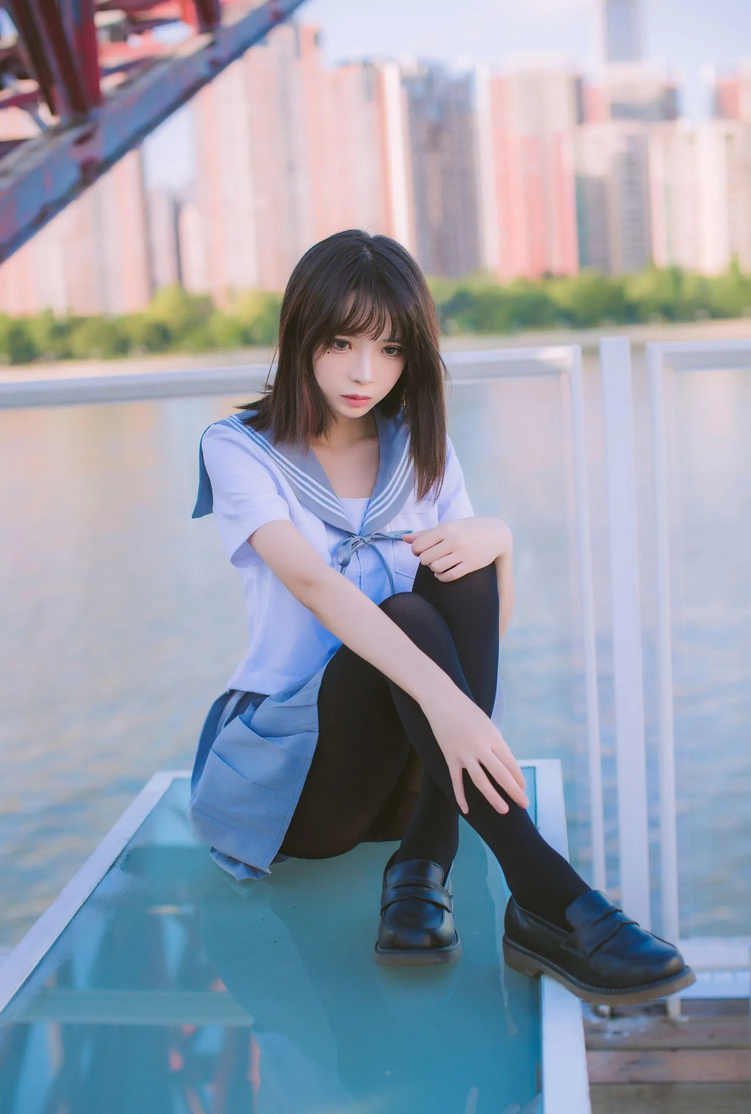 疯猫ss – NO.02 02制服写真（5套）-04.海边 [15P]插图8