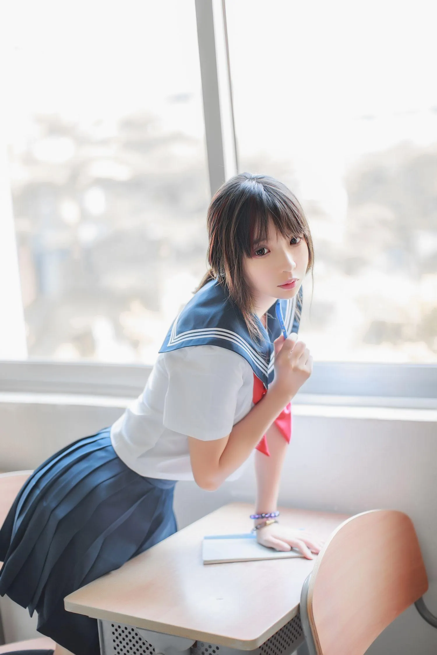 疯猫ss – NO.02 02制服写真（5套）-05.同桌的水手服 [41P]插图1