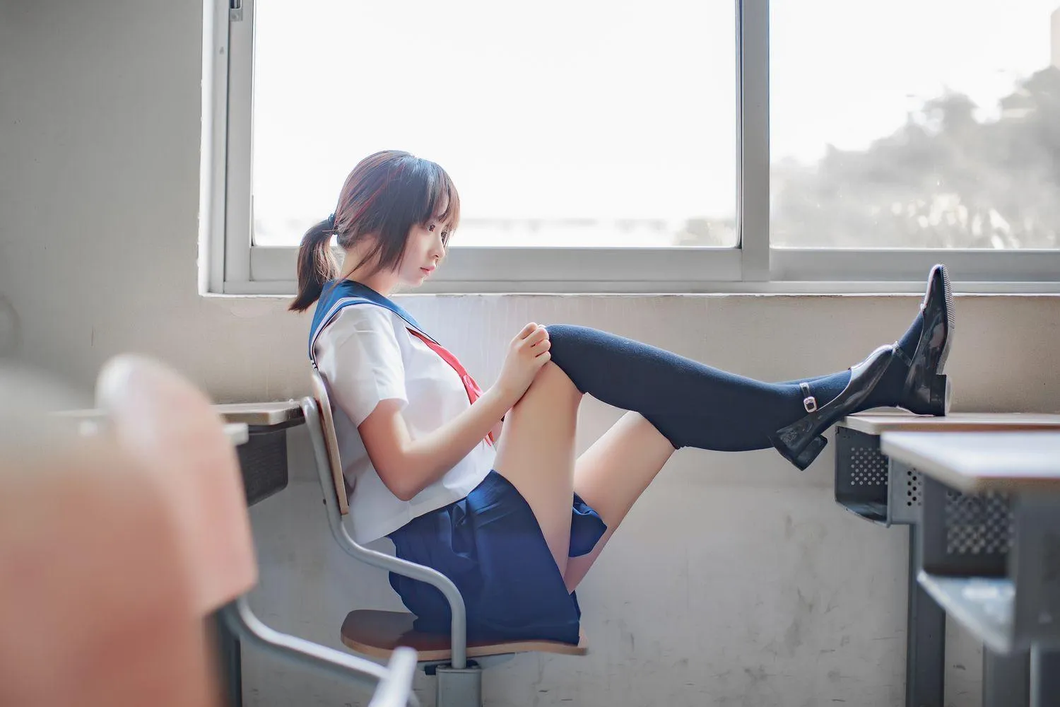 疯猫ss – NO.02 02制服写真（5套）-05.同桌的水手服 [41P]插图