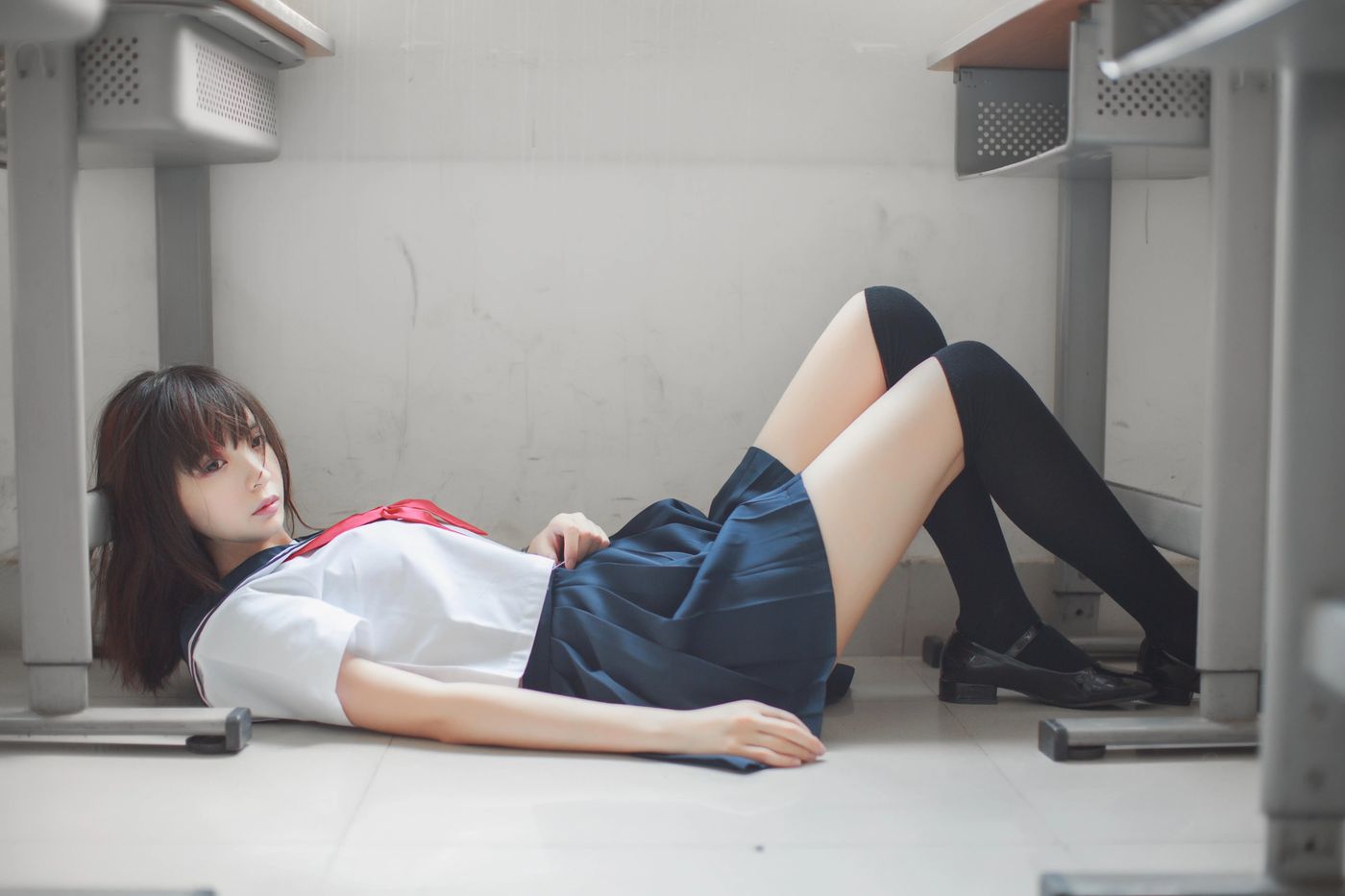 疯猫ss – NO.02 02制服写真（5套）-05.同桌的水手服 [41P]插图7