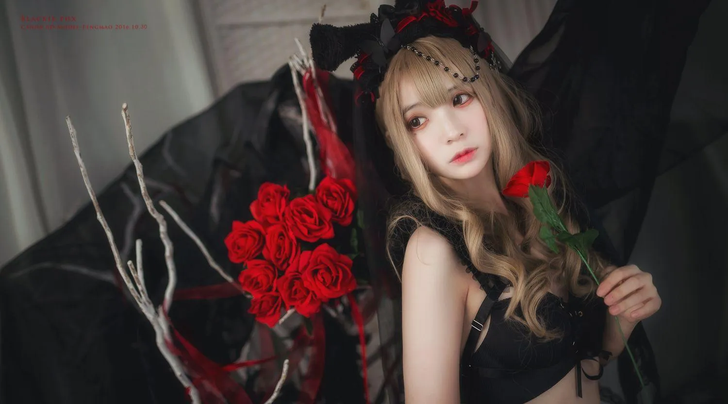 疯猫ss – NO.03 03黑丝写真（3套）-01.黑色玫瑰 [20P]插图8