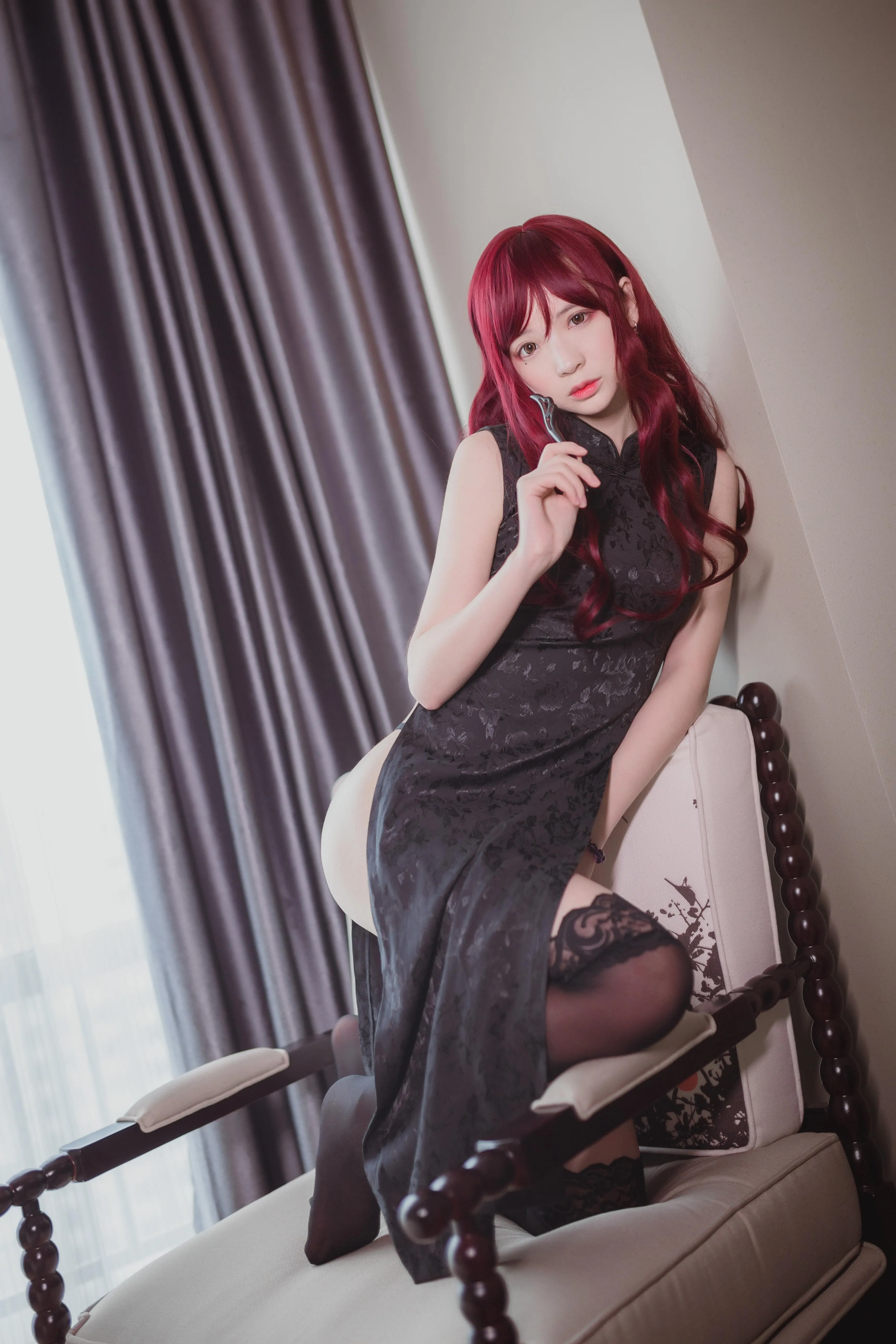 疯猫ss – NO.03 03黑丝写真（3套）-02.旗袍 [31P]插图8