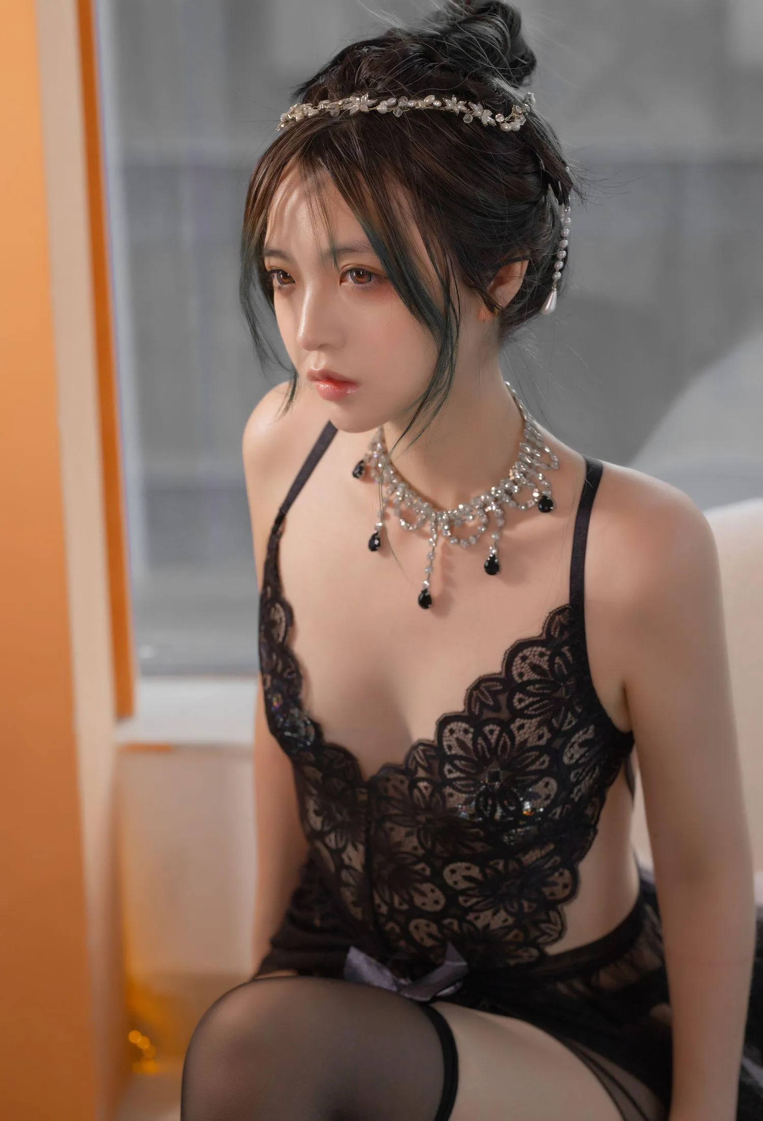 疯猫ss – NO.114 2022夏日限定A本 黑裙子 扎头发 [20P]插图7