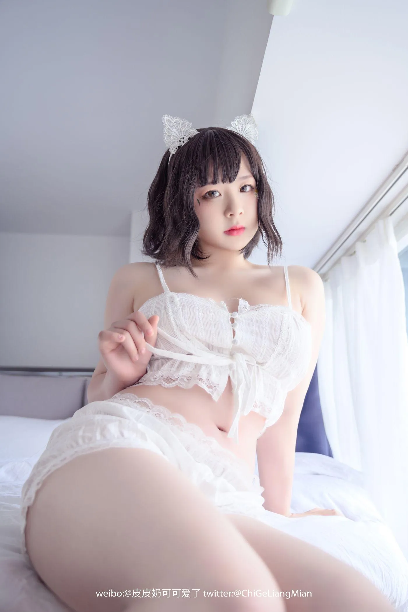皮皮奶可可爱了啦 – NO.10 白睡衣 [50P]插图5