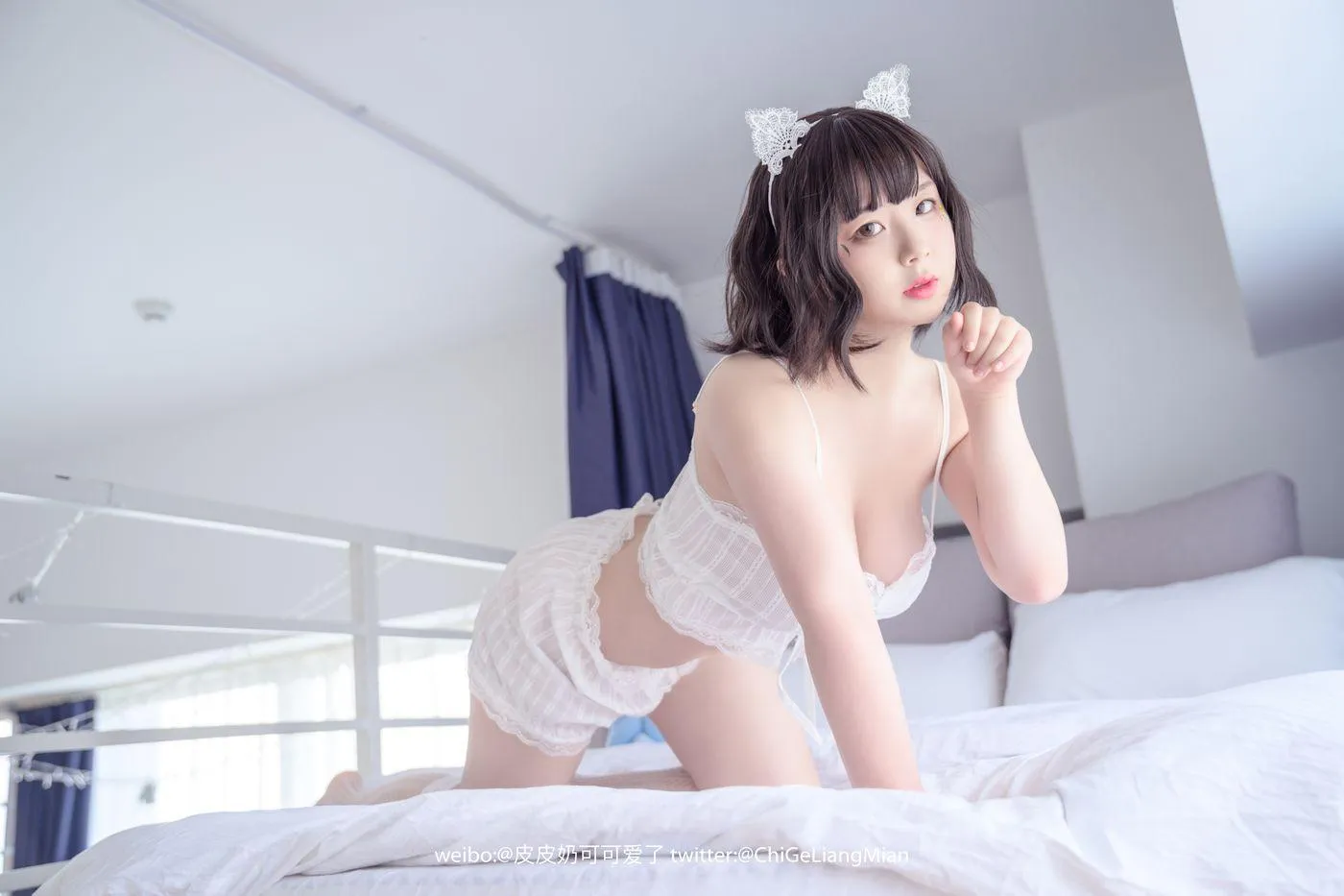 皮皮奶可可爱了啦 – NO.10 白睡衣 [50P]插图5