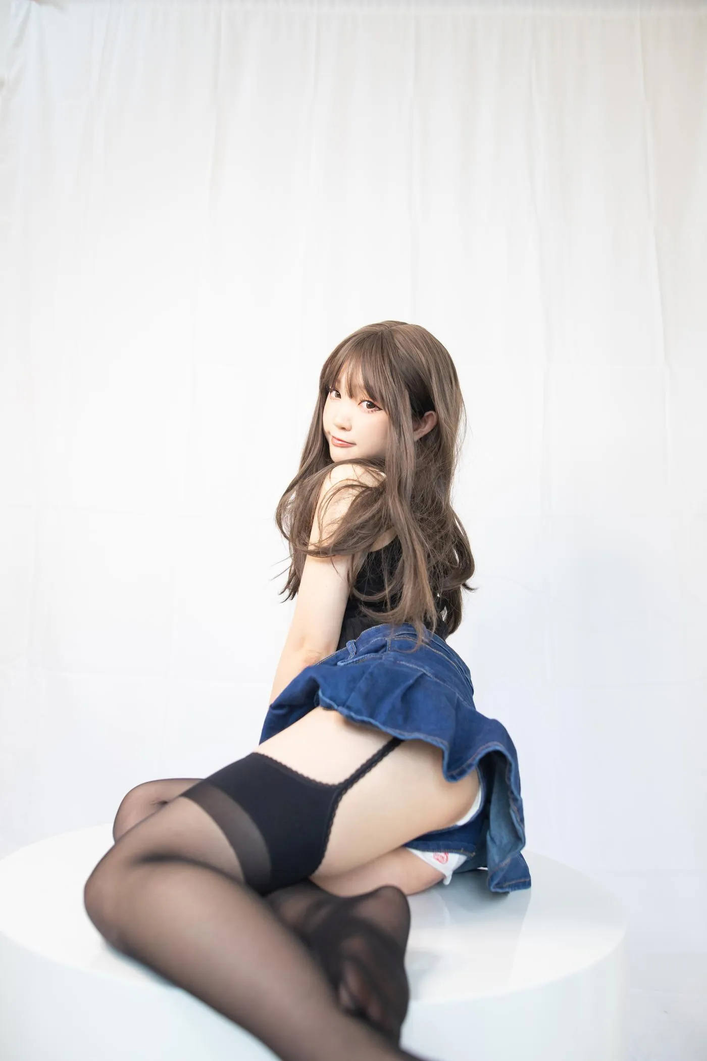 神沢永莉 – NO.02 黑色毛衣吊带 牛仔裙吊带黑丝 [22P]插图4