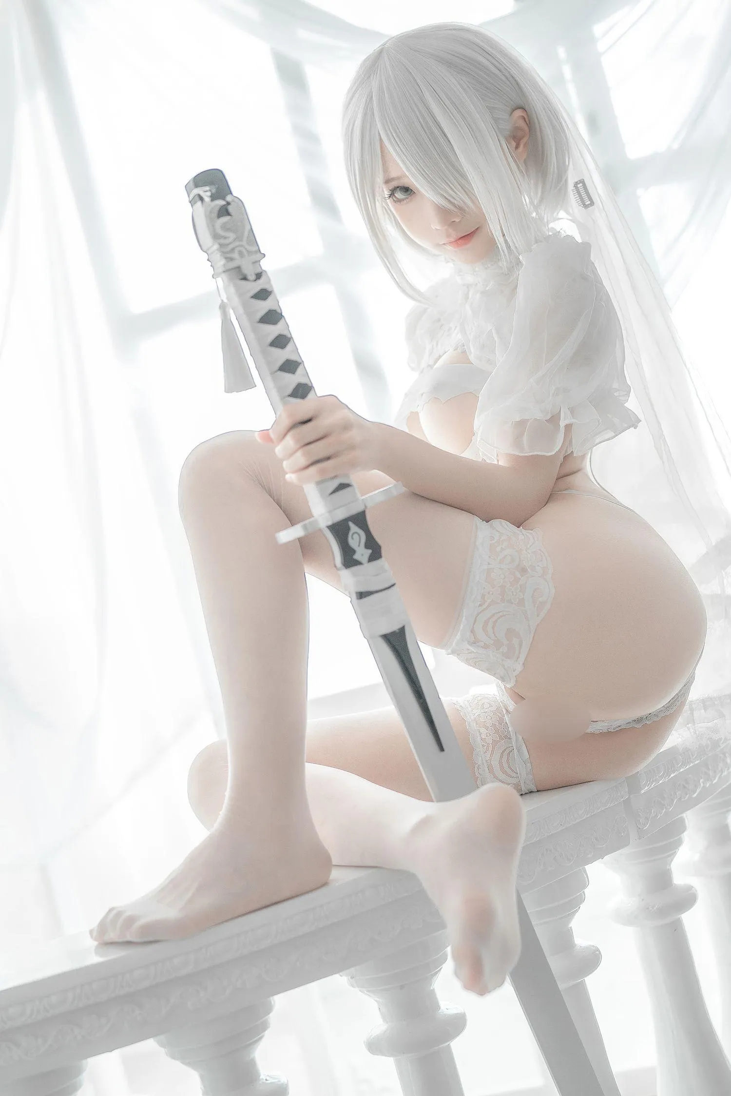 蠢沫沫 NO.142 2B-白婚纱 [59P]插图5