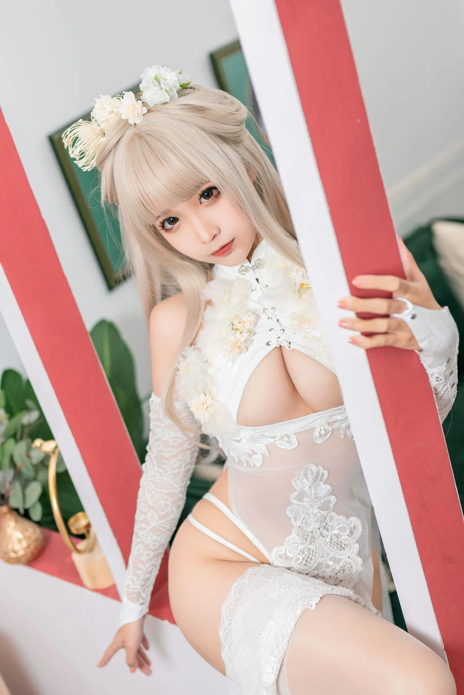 蠢沫沫 NO.160 沫沫真爱版 歪萌白旗袍 [40P]插图6