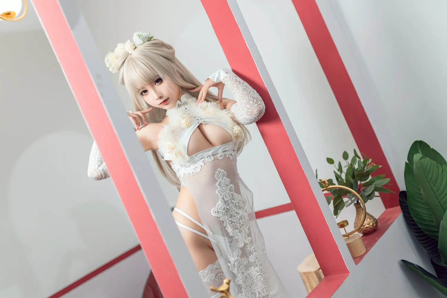 蠢沫沫 NO.160 沫沫真爱版 歪萌白旗袍 [40P]插图3