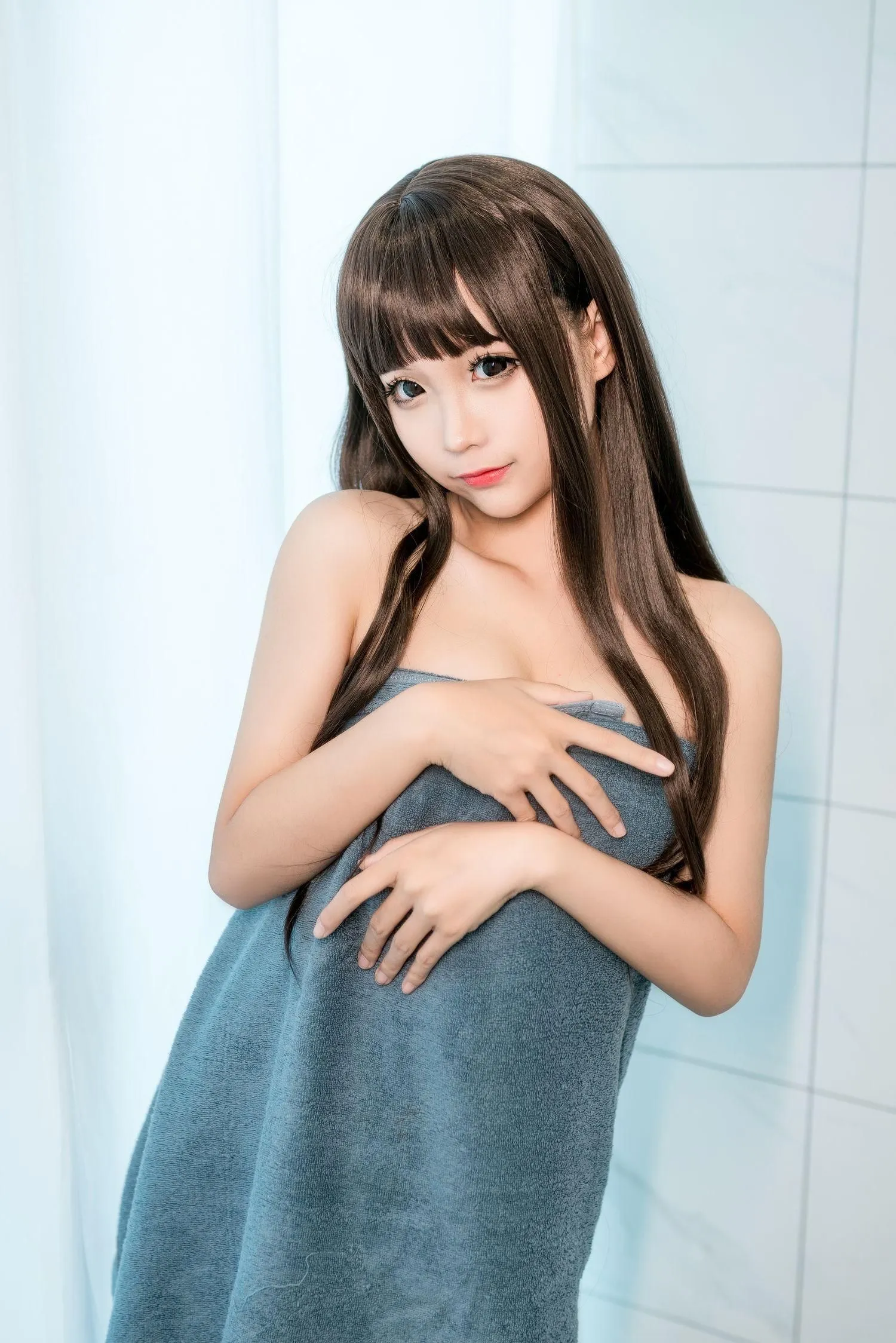 蠢沫沫 NO.168 沫沫真爱版 灰浴巾 [40P]插图7