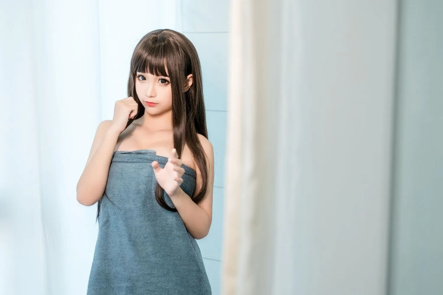 蠢沫沫 NO.168 沫沫真爱版 灰浴巾 [40P]插图8