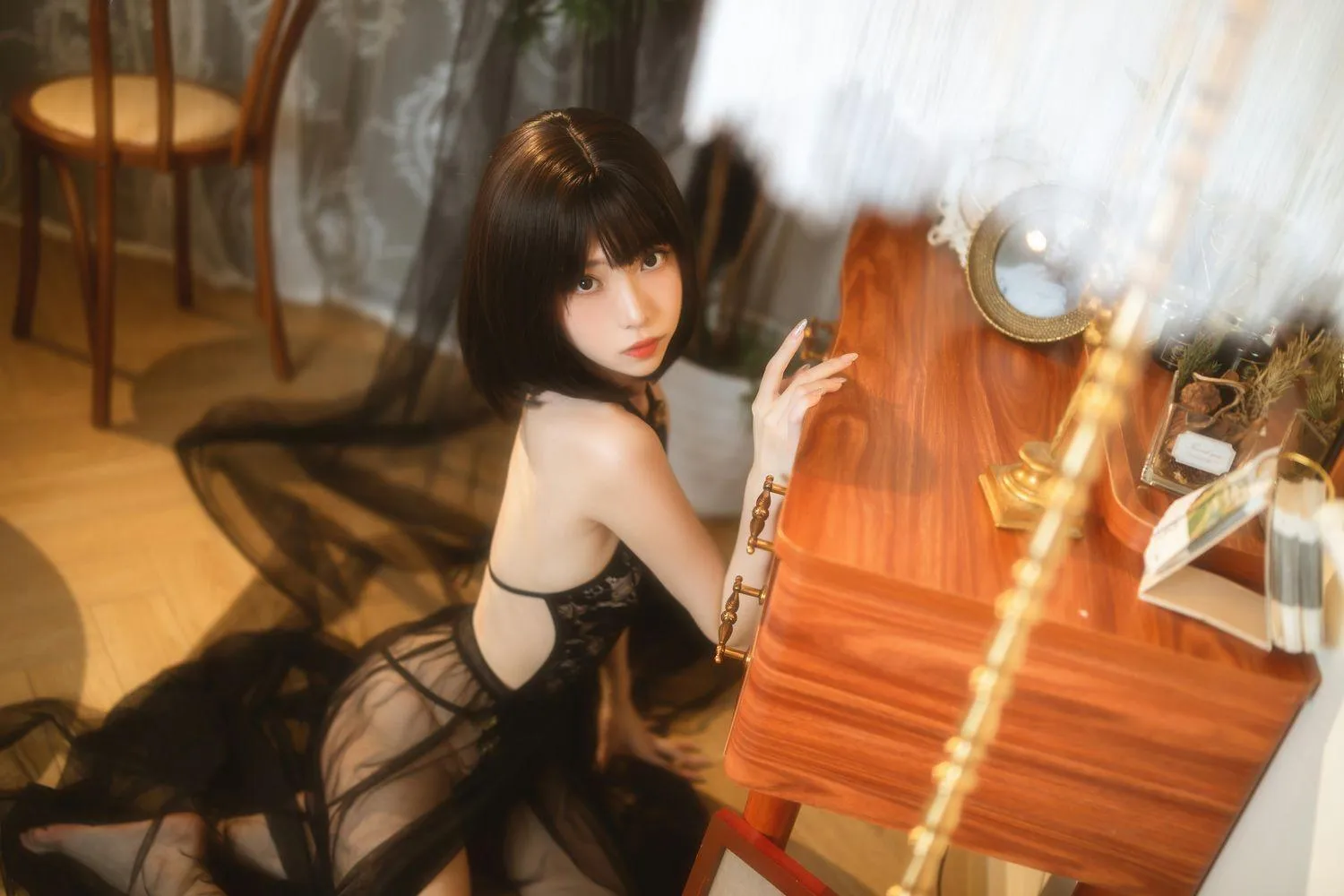 许岚LAN – NO.08 黑纱旗袍 [40P]插图4