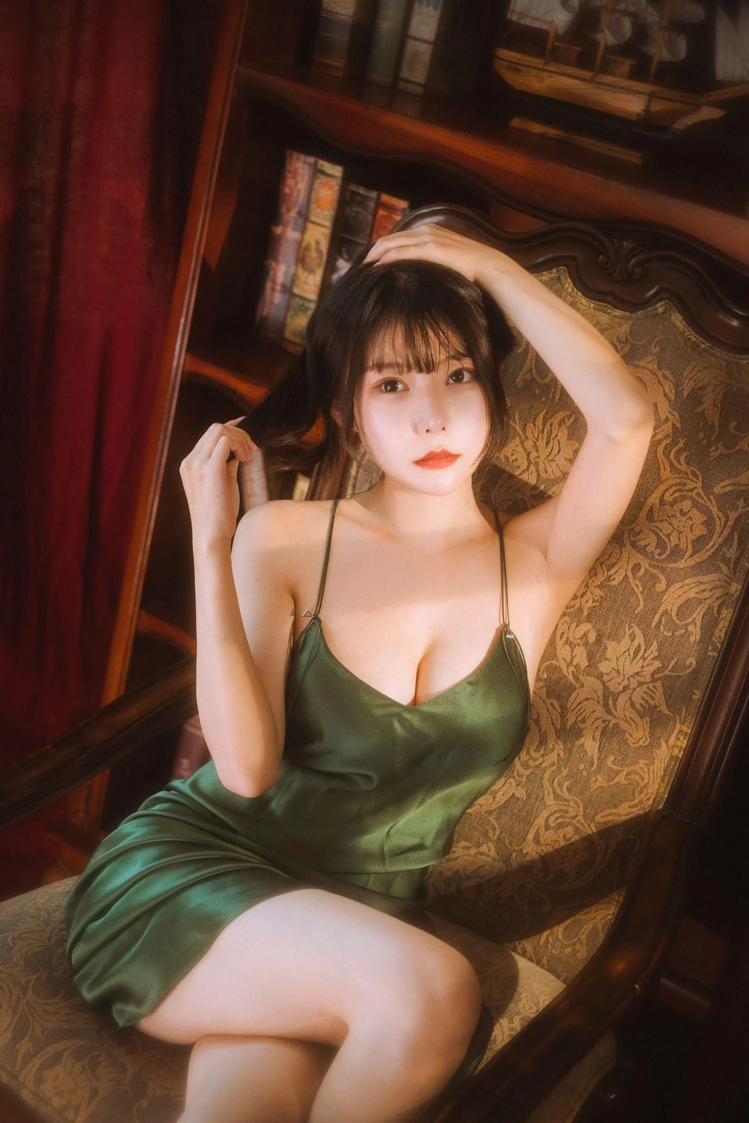 香草喵露露 – NO.45 杨枝甘露 绿色连衣裙 [45P]插图5