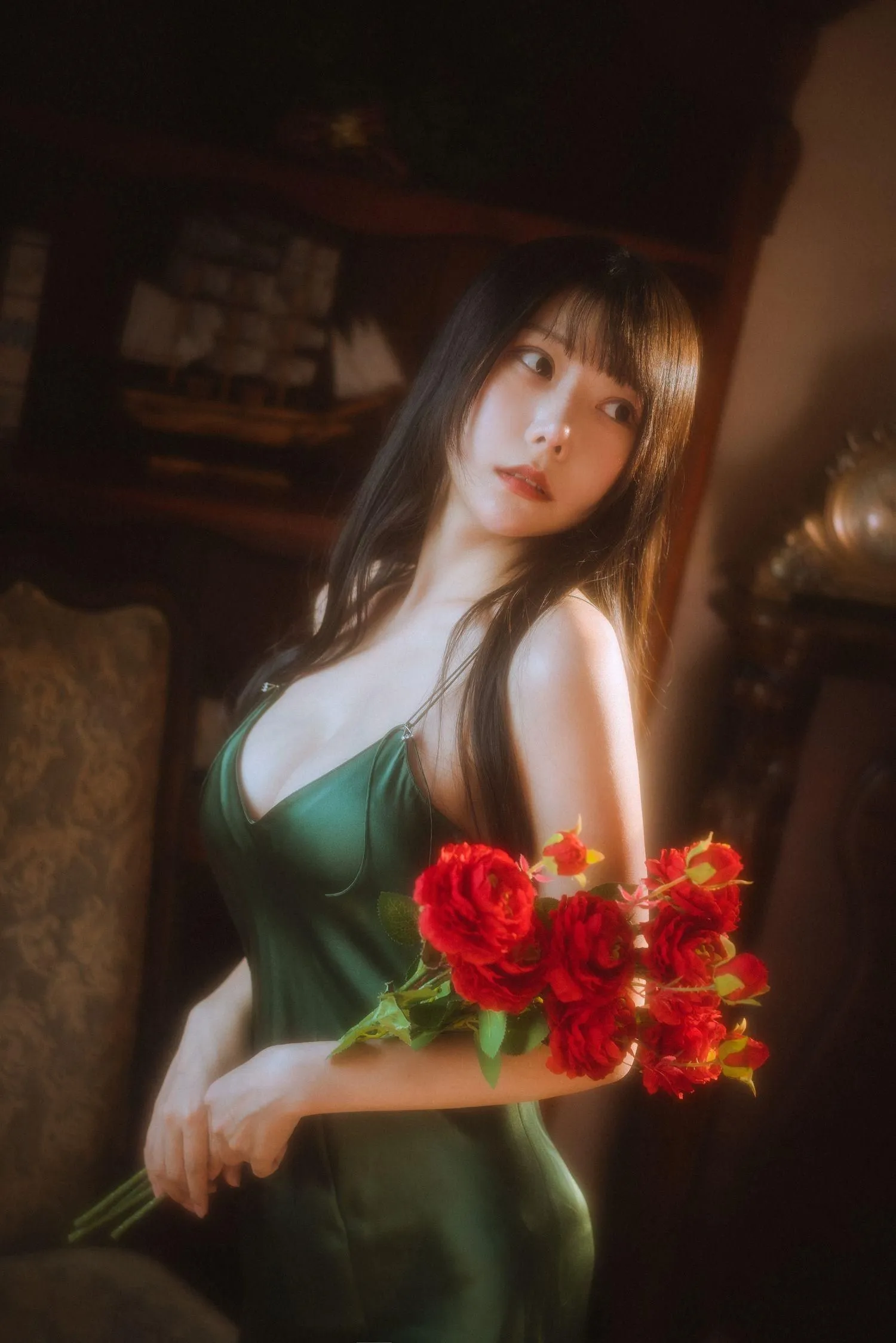 香草喵露露 – NO.45 杨枝甘露 绿色连衣裙 [45P]插图9