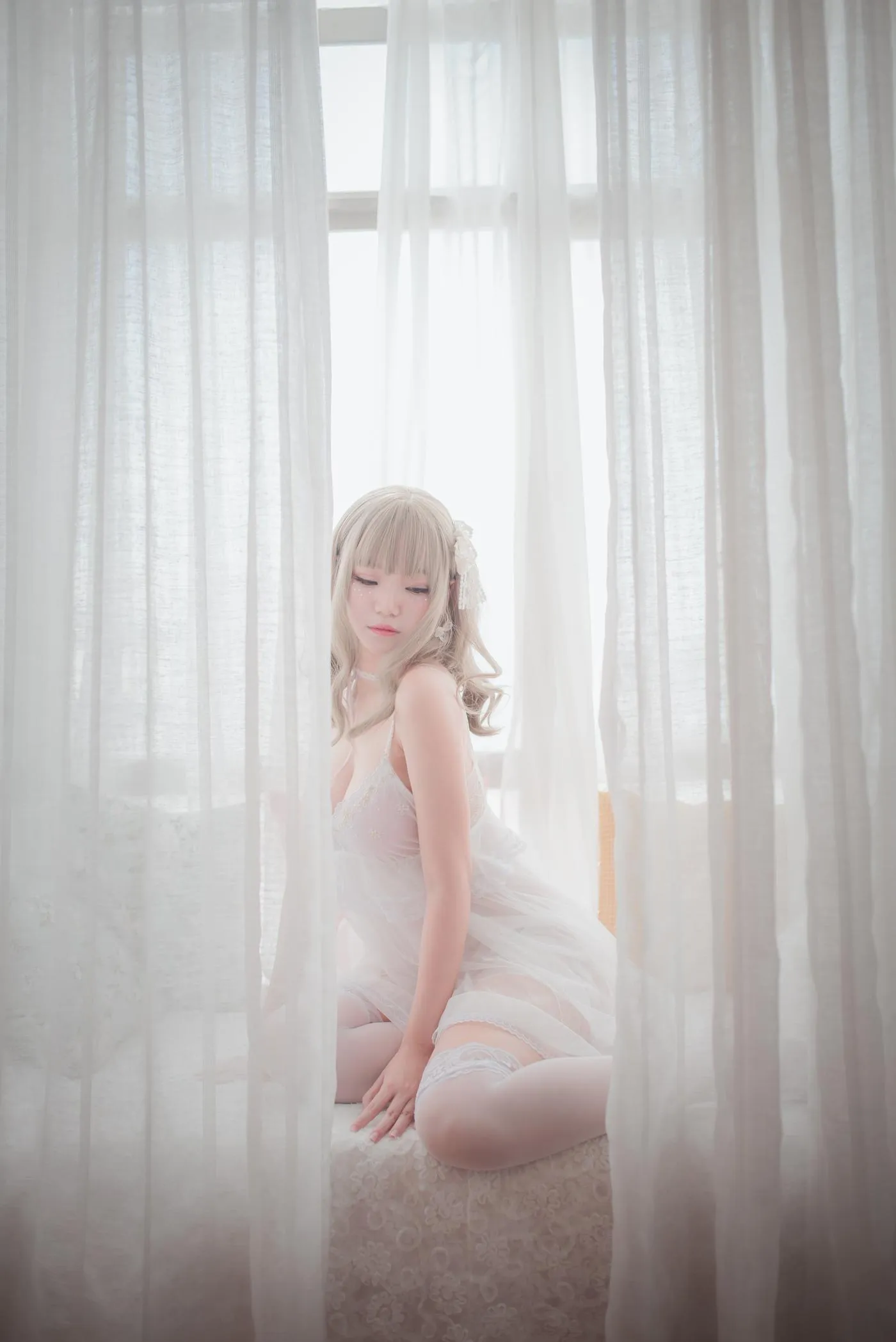 Yoko宅夏-NO.01 白色丝质连衣裙 [25P]插图9