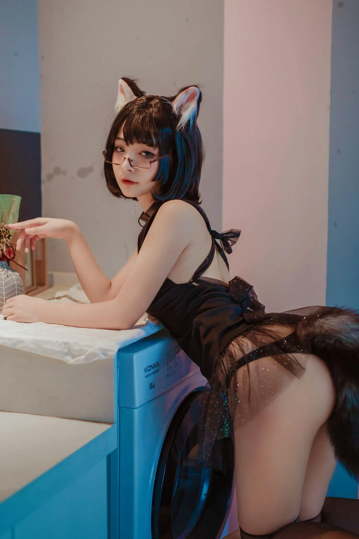 yuuhui玉汇 – NO.01 猫猫头黑裙子 [10P]插图6