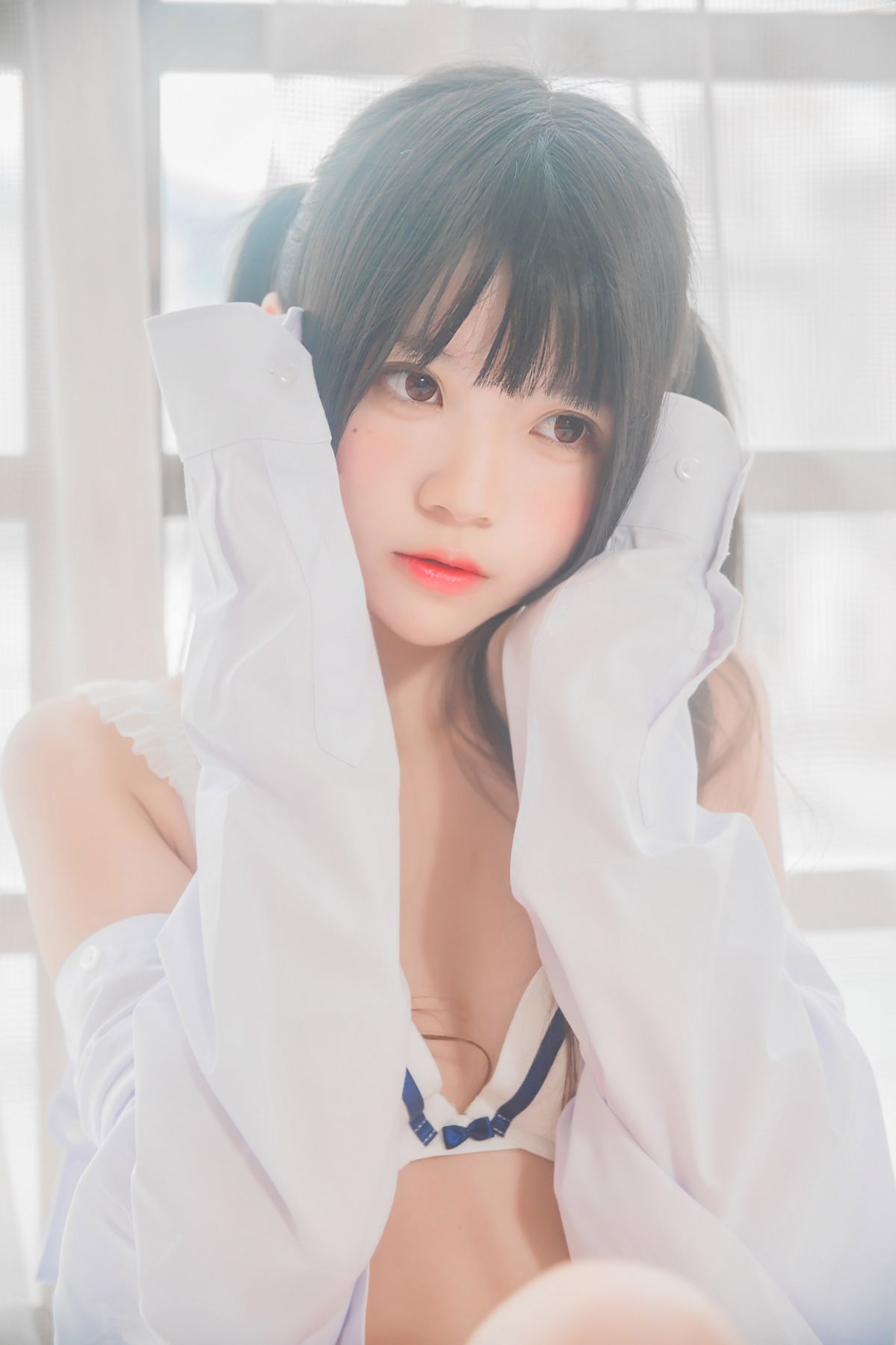 桜桃未熟-白衬衫双马尾插图3