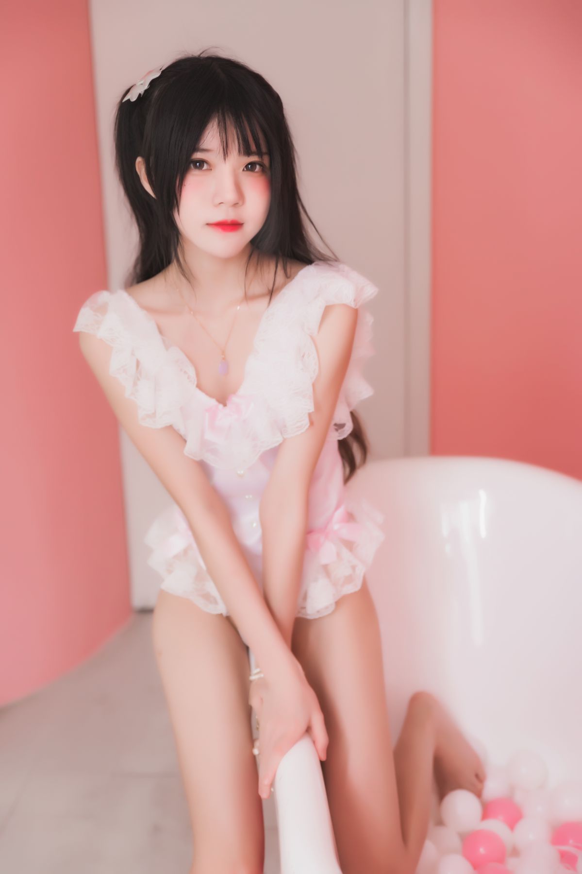 桜桃喵-粉色浴缸插图3