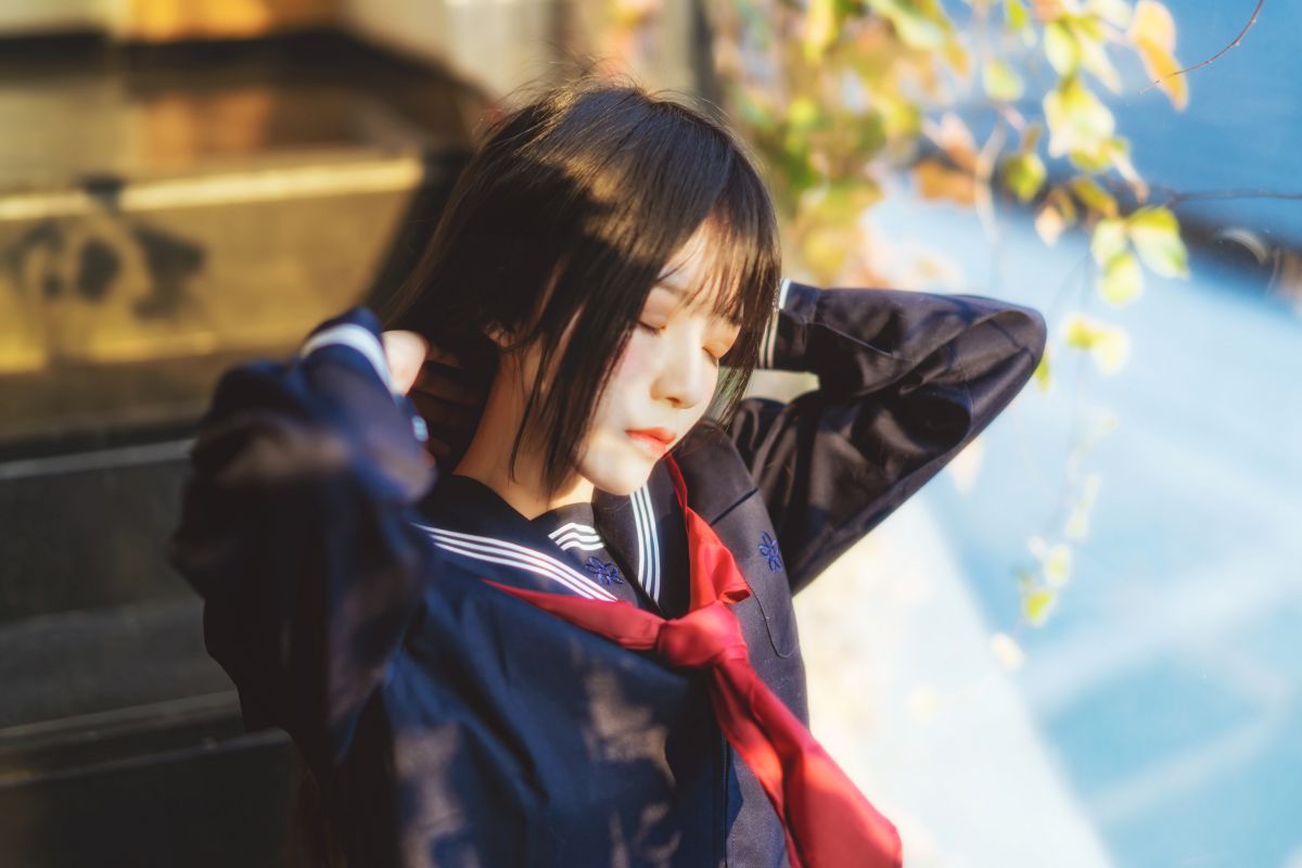 桜桃喵-黑色水手服插图4