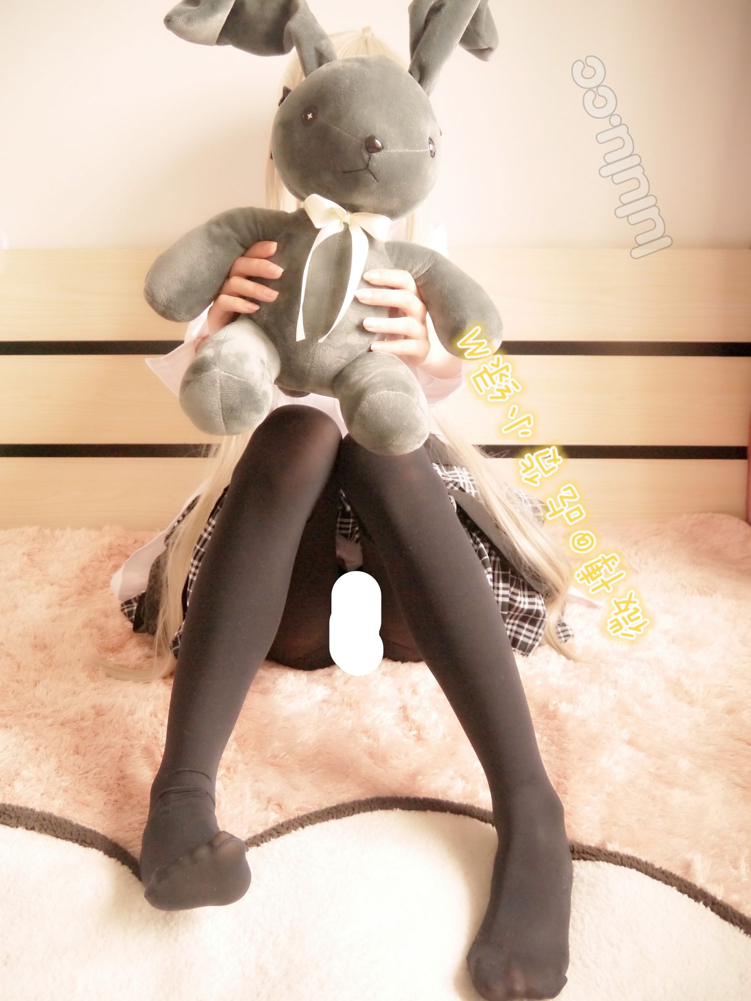 nrt少女-穹妹校服 无内黑白打底裤插图2