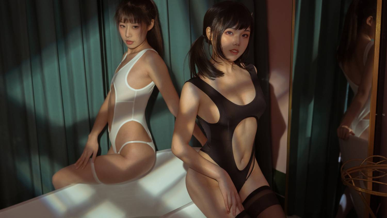 七月喵子-黑白双人浴缸插图5