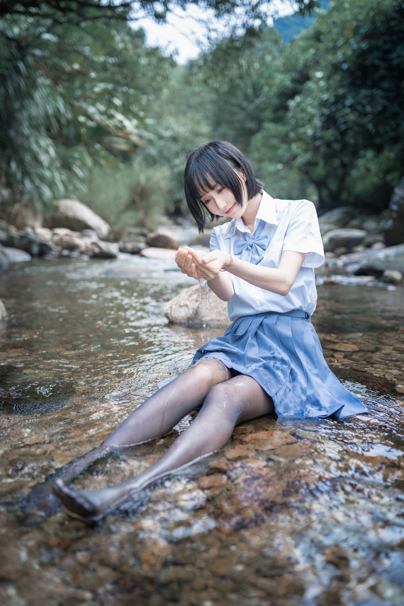 萌系小姐姐木绵绵OwO水色溪边制服插图6