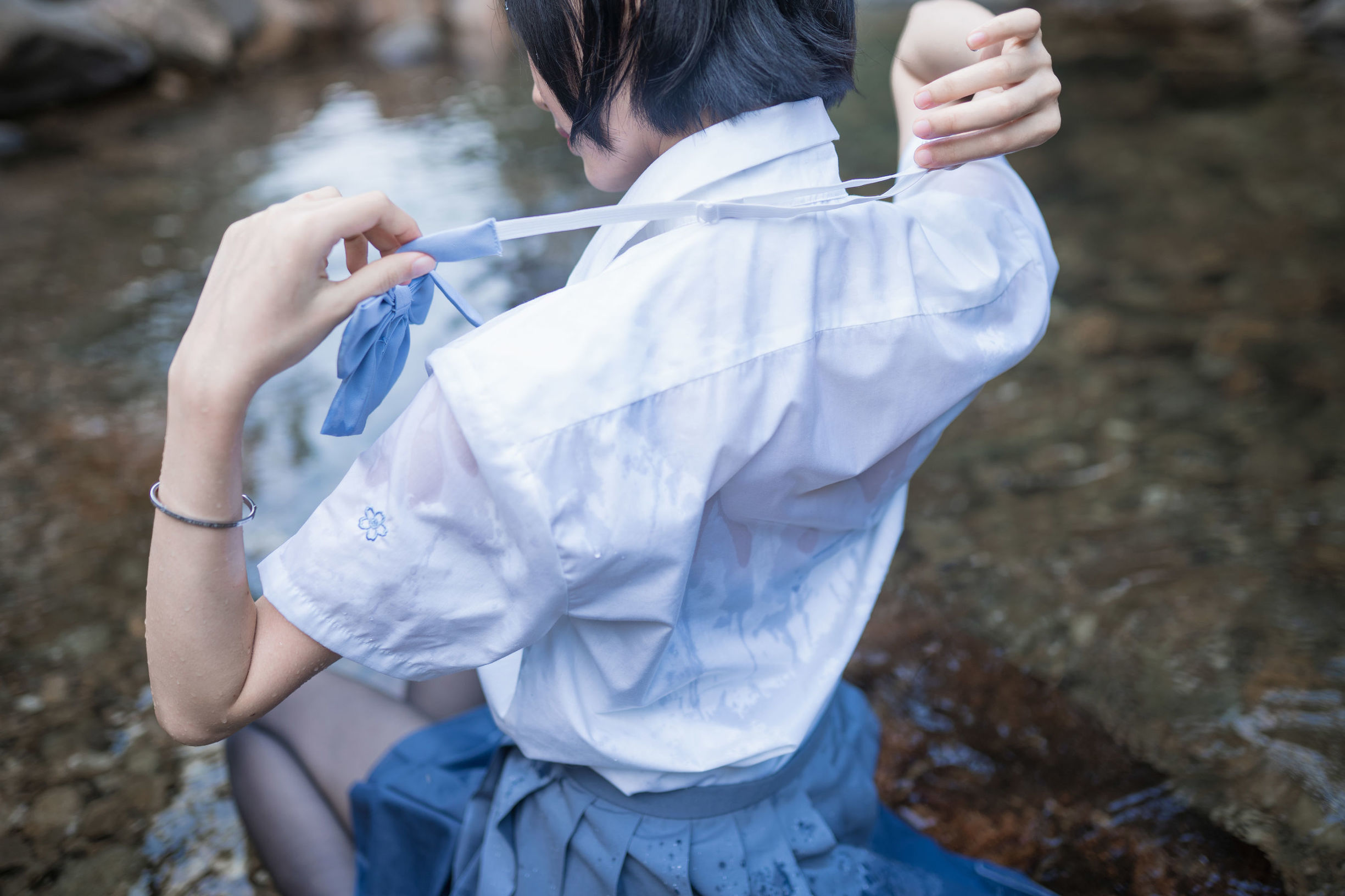 萌系小姐姐木绵绵OwO水色溪边制服插图9