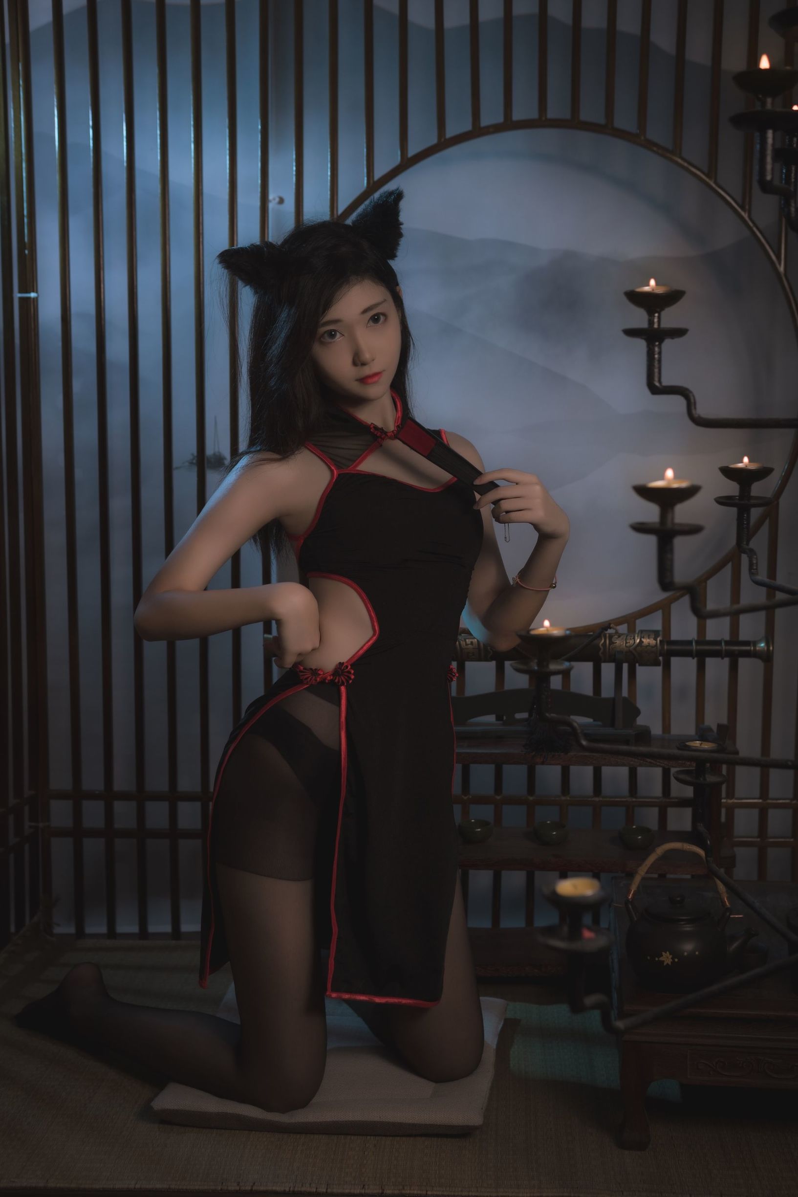 动漫博主南桃Momoko黑旗袍插图9