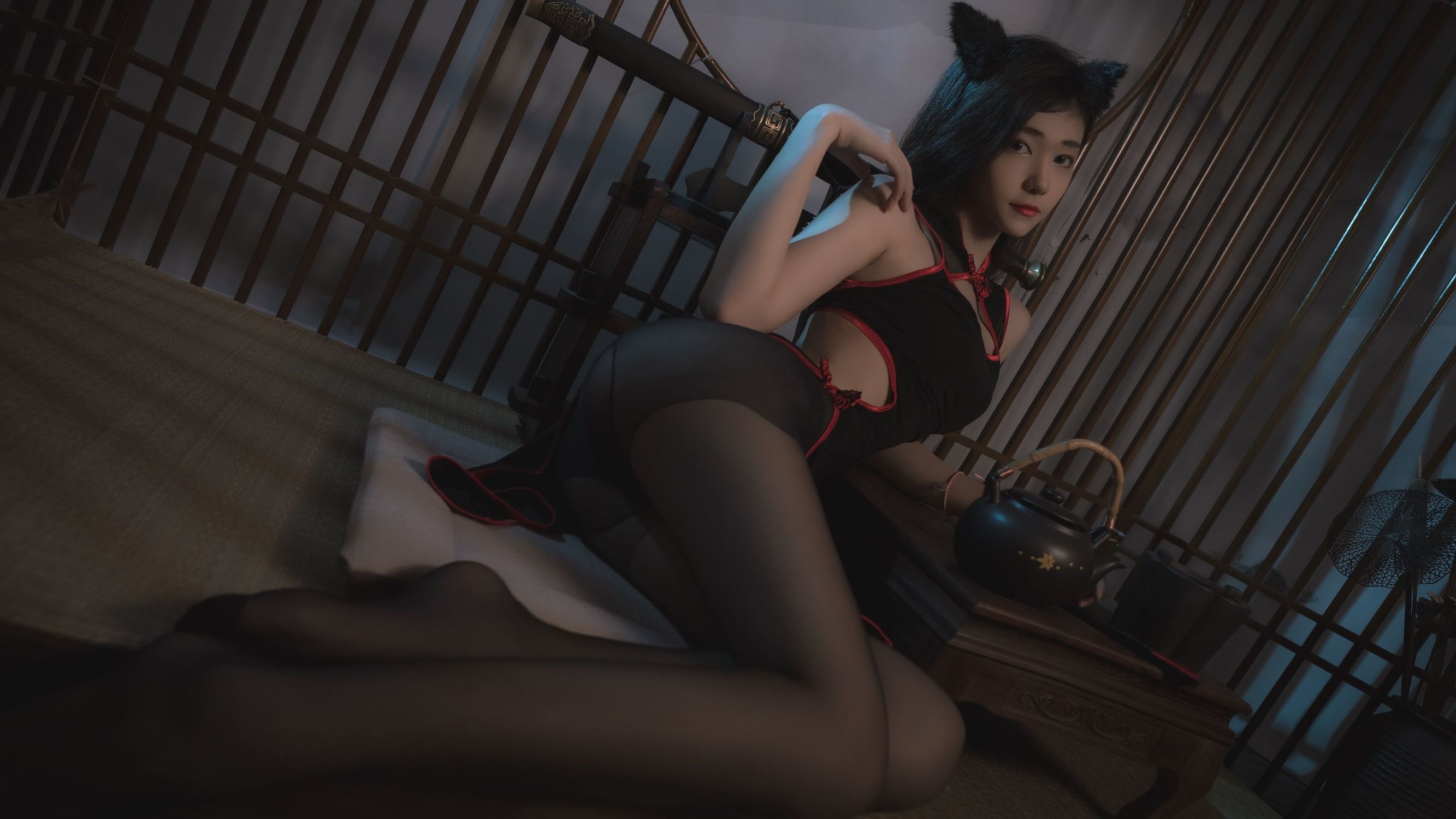 动漫博主南桃Momoko黑旗袍插图7