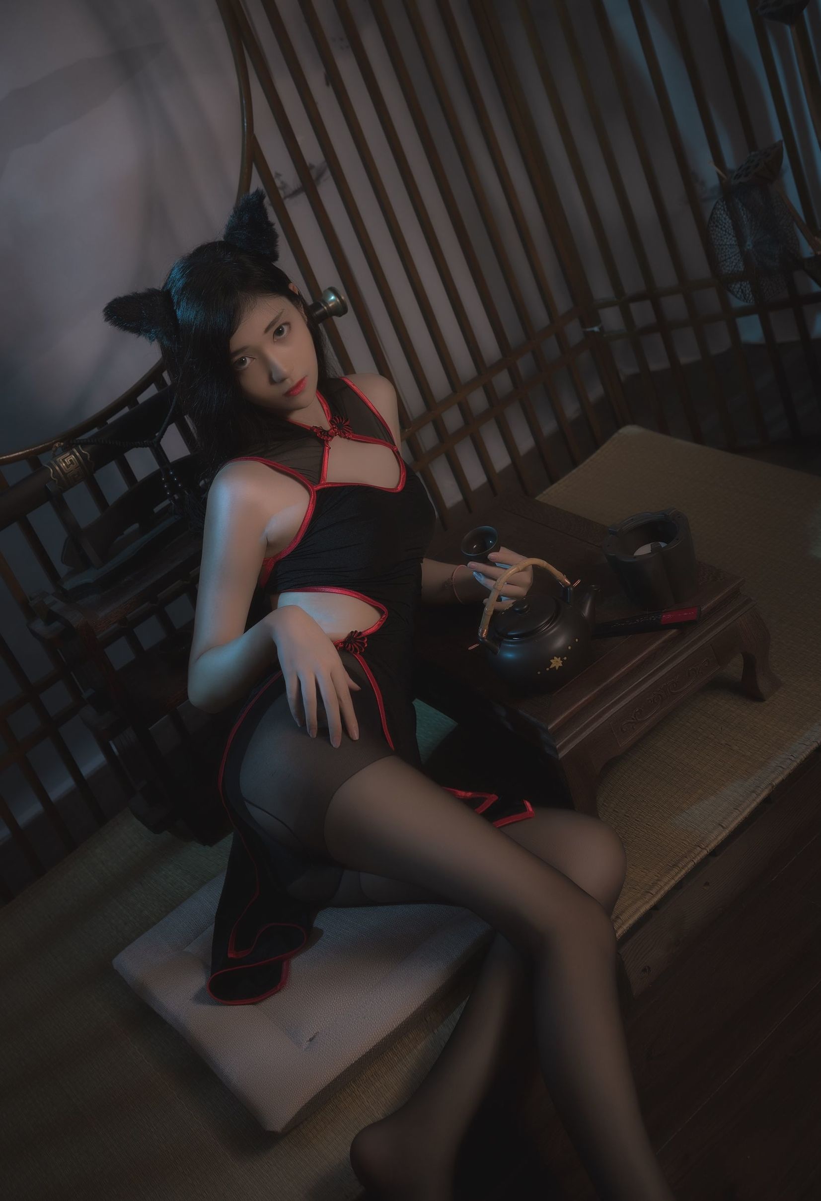 动漫博主南桃Momoko黑旗袍插图8