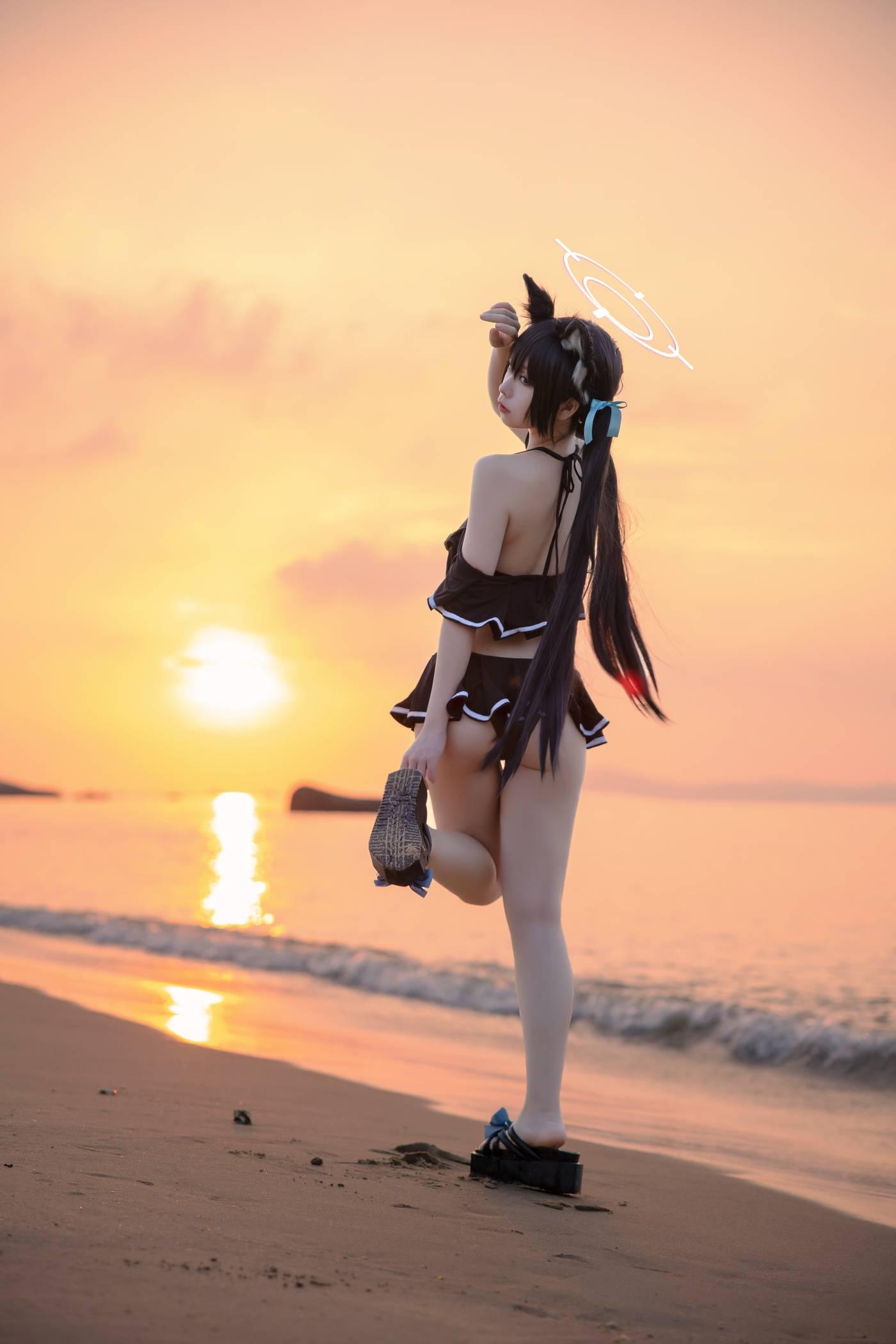 G44不会受伤 – NO.80 碧蓝档案 黑見芹香 海边泳装 [20P]插图7